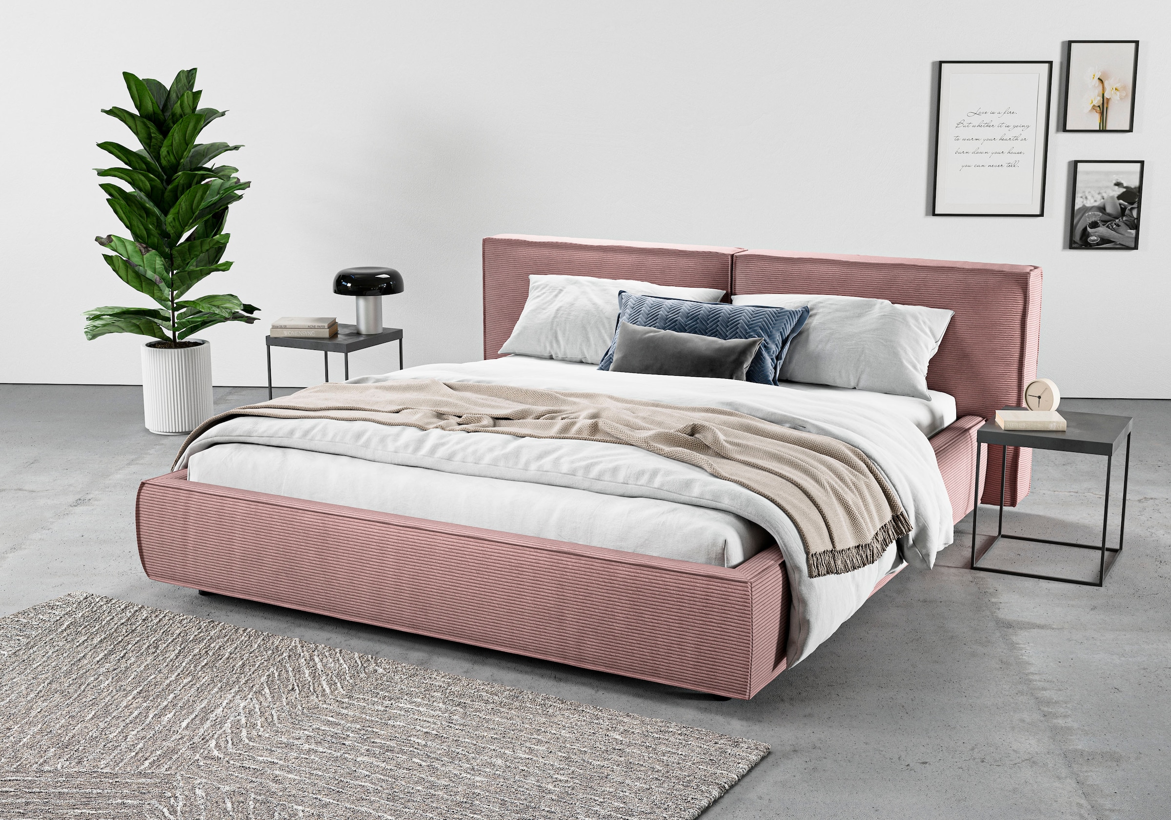 Home affaire Polsterbett »Adrina mit Biesenoptik, Feincord und Luxus-Microfaser« bis 280kg, auch in Überlänge 220 cm, 4 Breiten bis 200cm