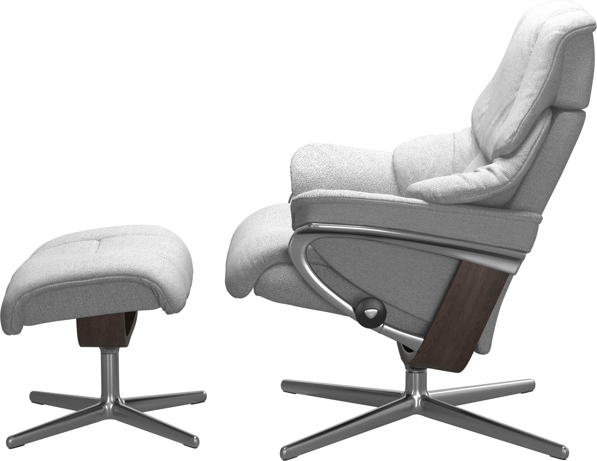 Stressless® Relaxsessel »Reno«, (Set, Relaxsessel mit Hocker), mit Hocker, mit Cross Base, Größe S, M & L, Holzakzent Wenge