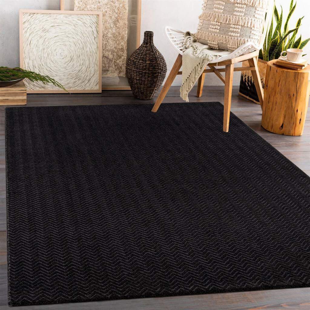 Carpet City Teppich »Friseé-Teppich FANCY805«, rechteckig, 12 mm Höhe, Läufer, Kurzflor, Einfarbig, 3D-Optik, Zickzack Look, Wohnzimmer