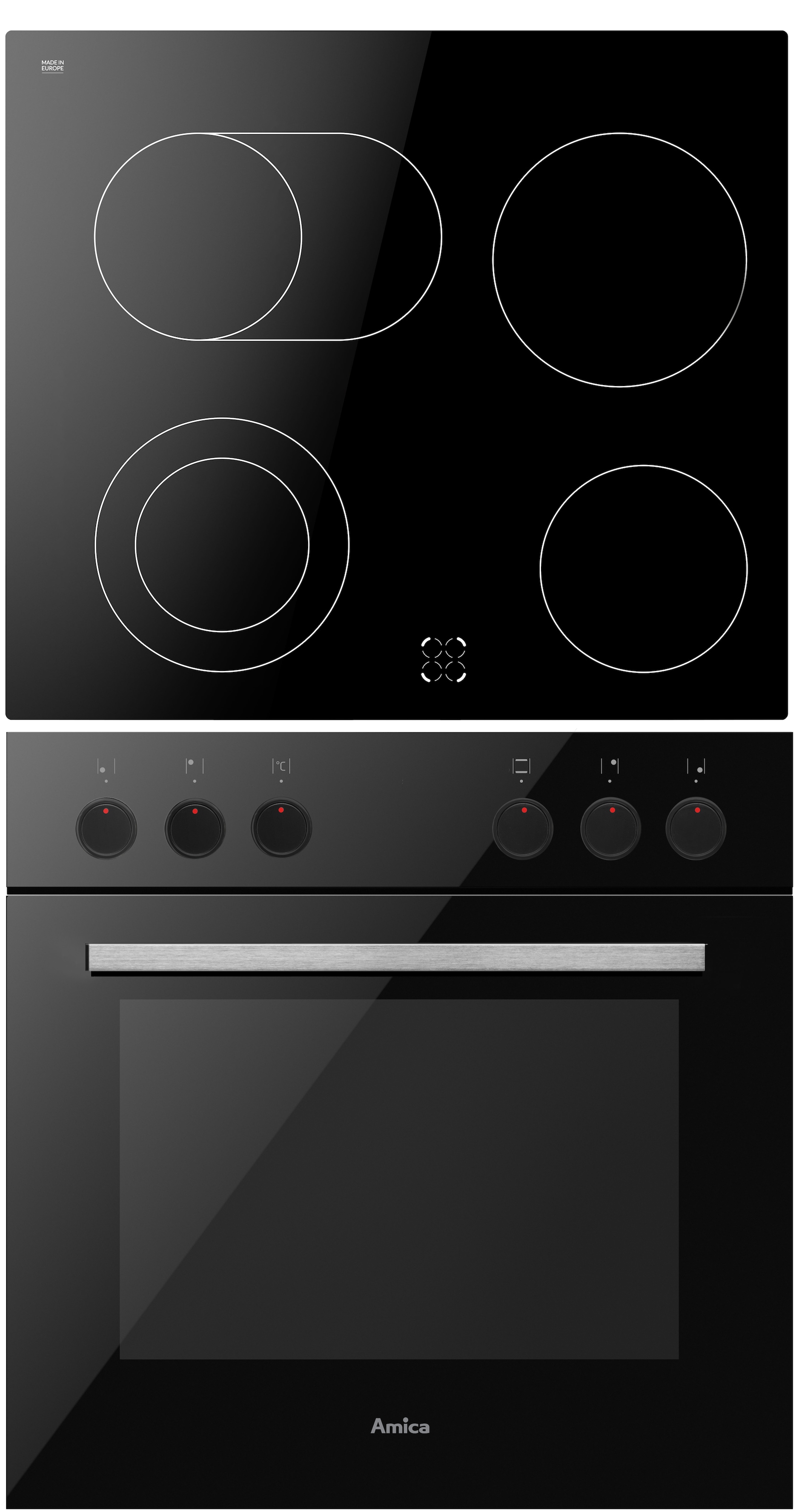 Amica Elektro-Herd-Set »EHC 933 331 S« Sicher kochen, flexibel backen – alles im Griff!