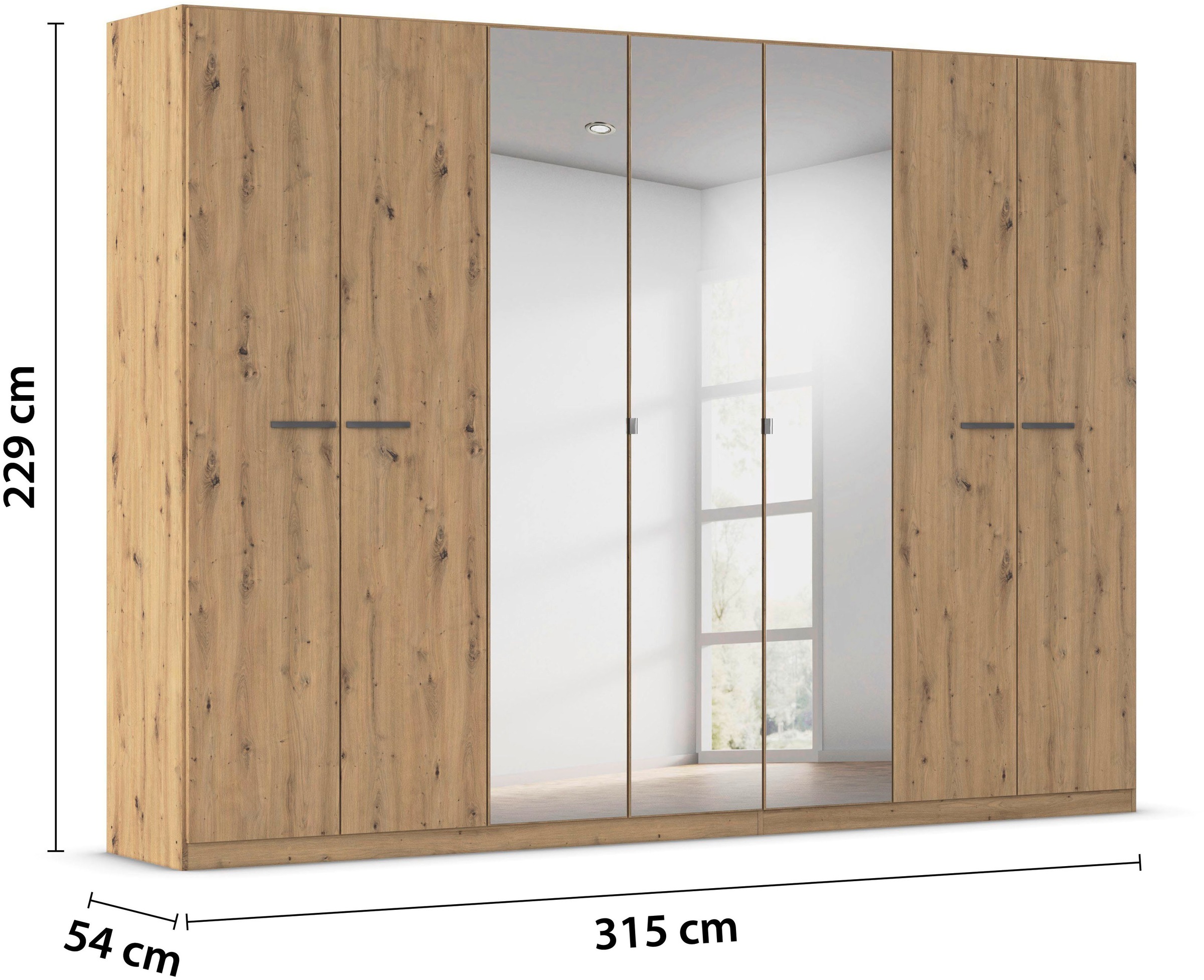 rauch Drehtürenschrank »Kleiderschrank Schrank Garderobe TOPSELLER OTELI inkl. Inneneinteilung«, (erhältlich in Breiten 91-360 cm, ab Breite 136cm inkl. Innenschubladen), mit zusätzlichen Einlegeböden, optional mit Spiegel MADE IN GERMANY