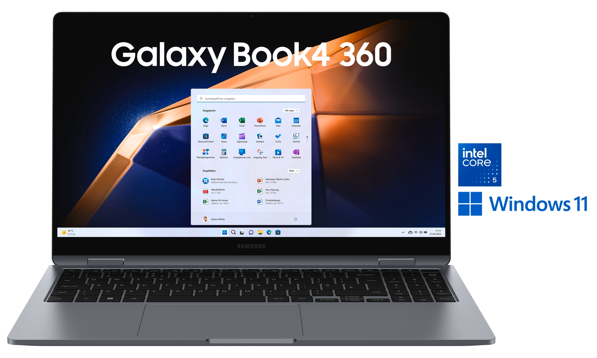 Samsung Convertible Notebook »NP750Q Galaxy Book4 360 15''«, 39,6 cm, / 15,6 Zoll, Intel, Core 5, 256 GB SSD, Intel Core 5 120U Prozessor, 16 GB + 256 GB