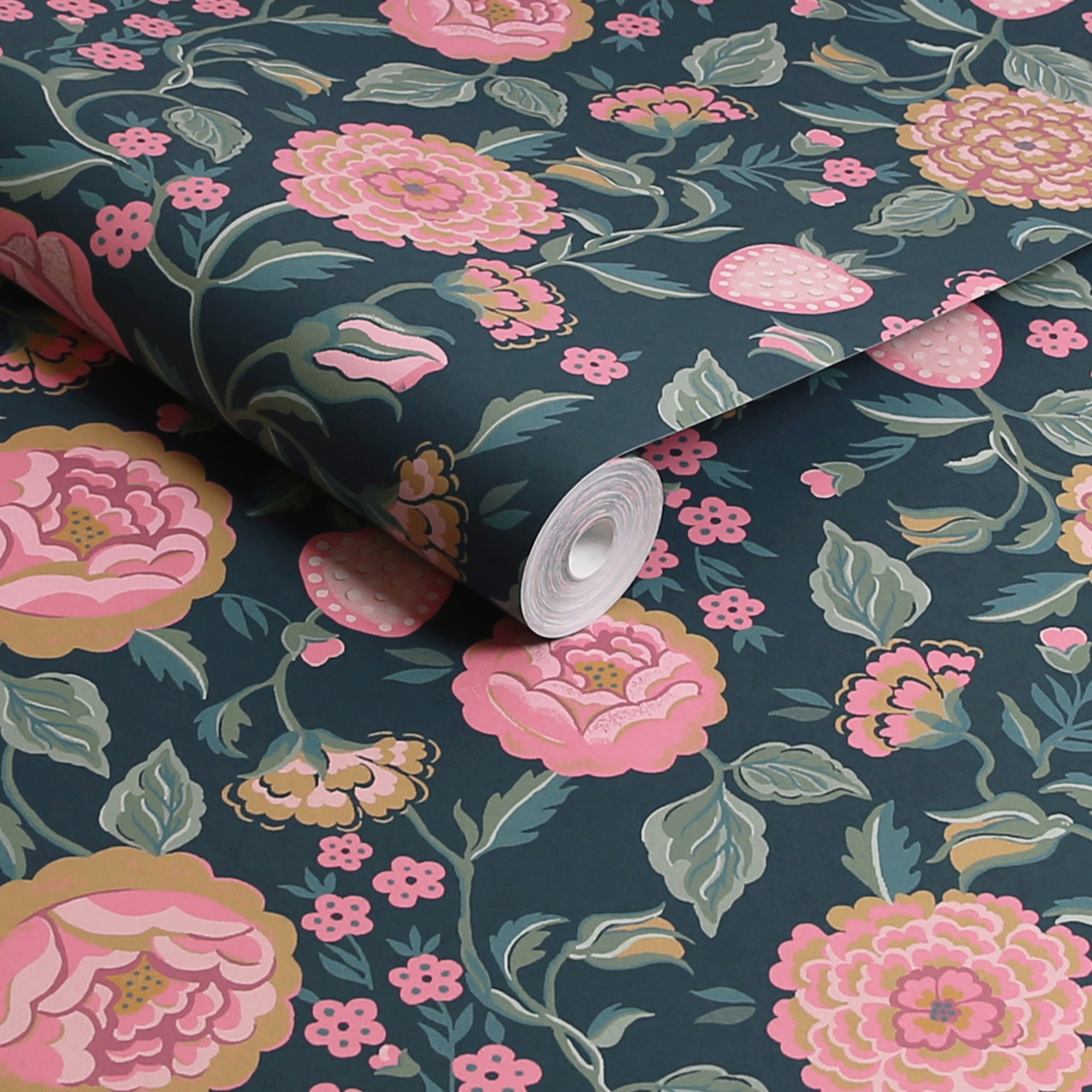 Cath Kidston Vliestapete »Strawberry Garden Navy« geblümt glatt 10mx52cm (ca. 5m2)