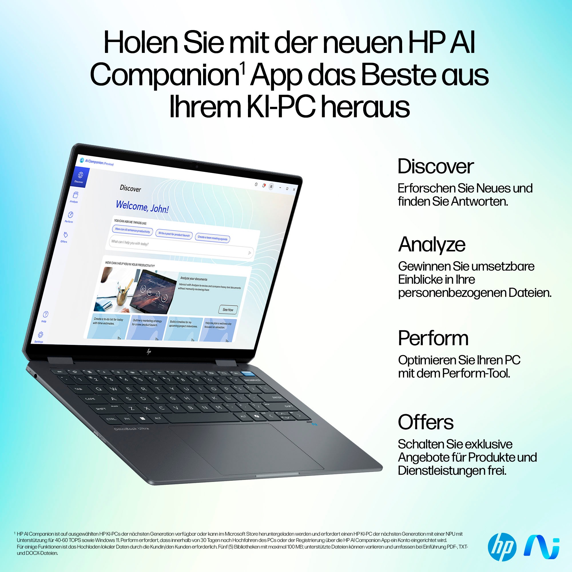HP Convertible Notebook »OmniBook Ultra Flip 14-fh0091ng«, 35,6 cm, / 14 Zoll, Intel, Core Ultra 9, ARC, 1000 GB SSD