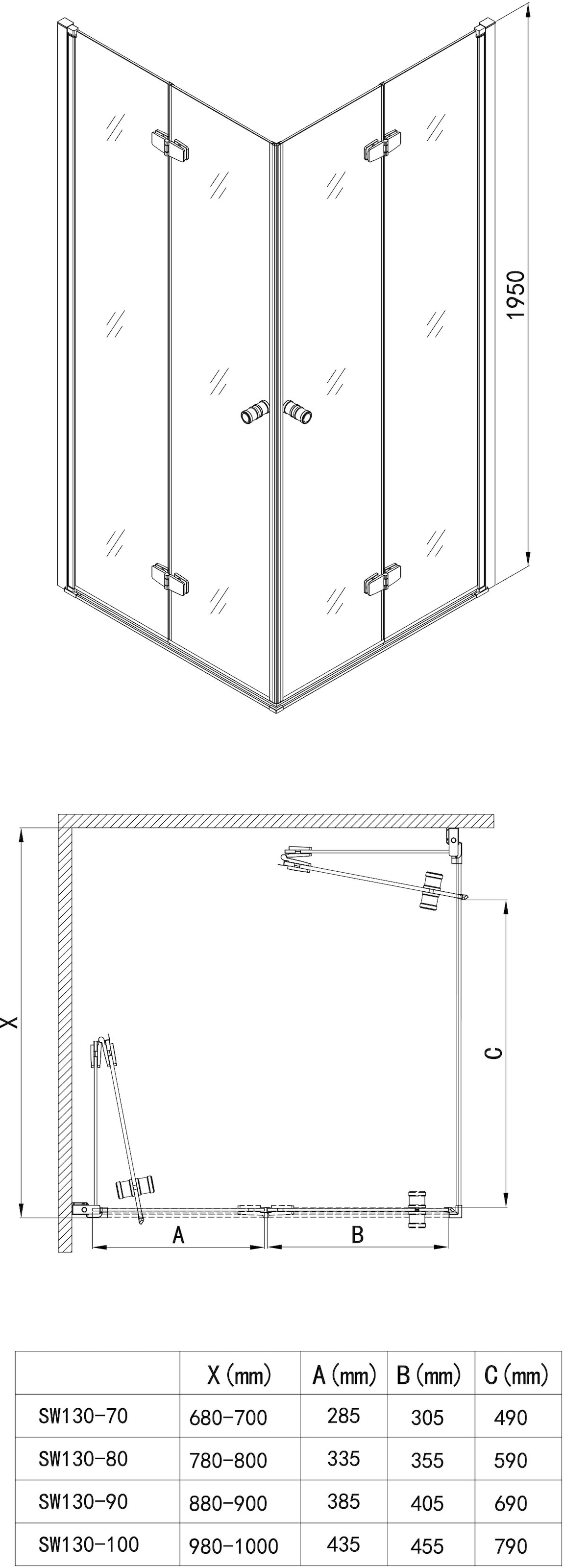 welltime Dusch-Einflügeltür »Mixwell« 1 von 2 Teilen für eine Ecklösung, 1 Stk. tlg. Baukastensystem