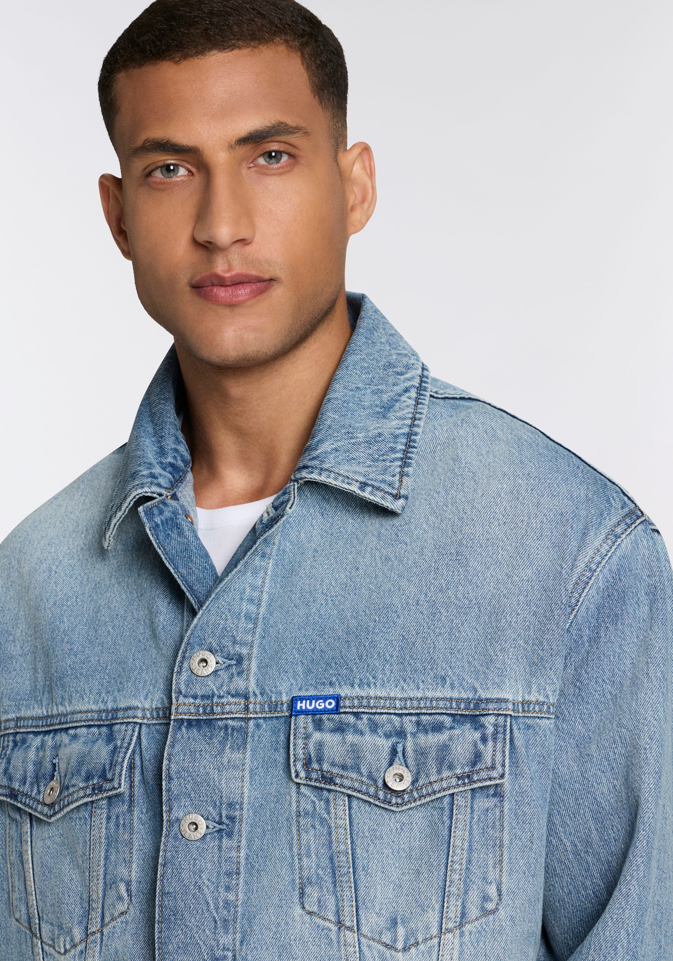 HUGO Blue Jeansjacke »Kirkby«, loose fit, Stone-washed-Effekt