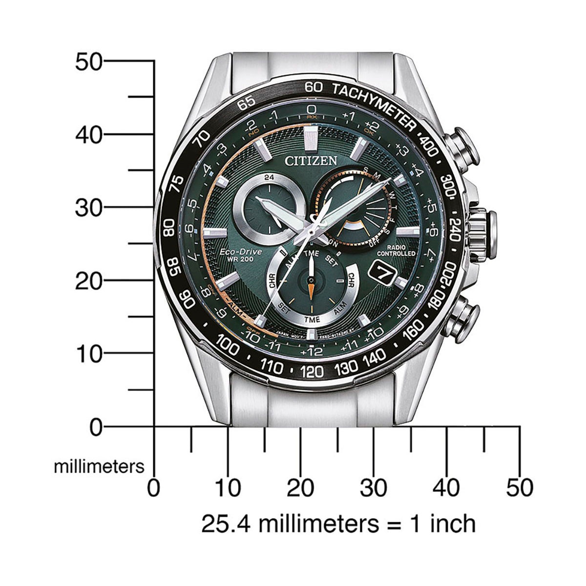Citizen Funkchronograph, Armbanduhr, Herrenuhr, Solar, Stoppfunktion, bis 20 bar wasserdicht