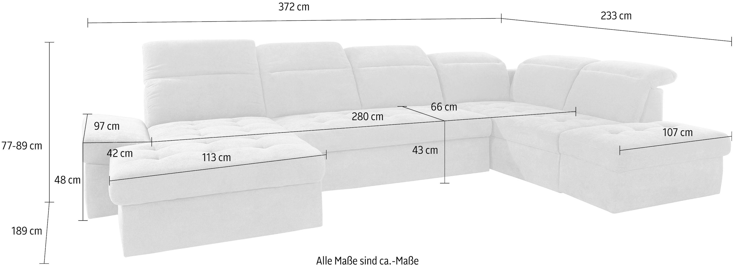 sit&more Wohnlandschaft »Stardust U-Form«, inklusive Kopfteilverstellung und Armlehnenfunktion