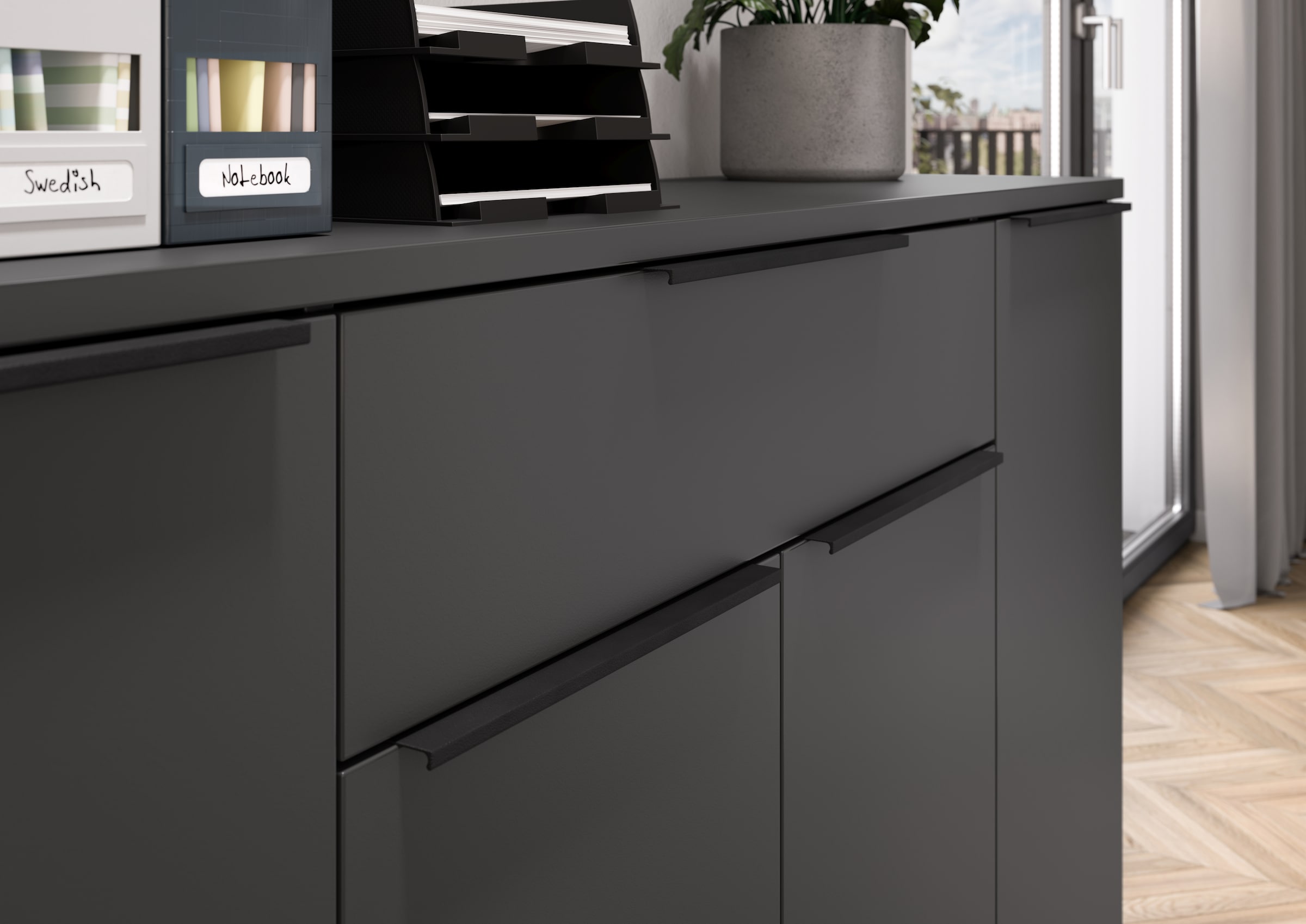 GERMANIA Büromöbel-Set »Mailand«, (4 tlg.), inkl. Schreibtisch, Rollcontainer, Raumteiler und Sideboard