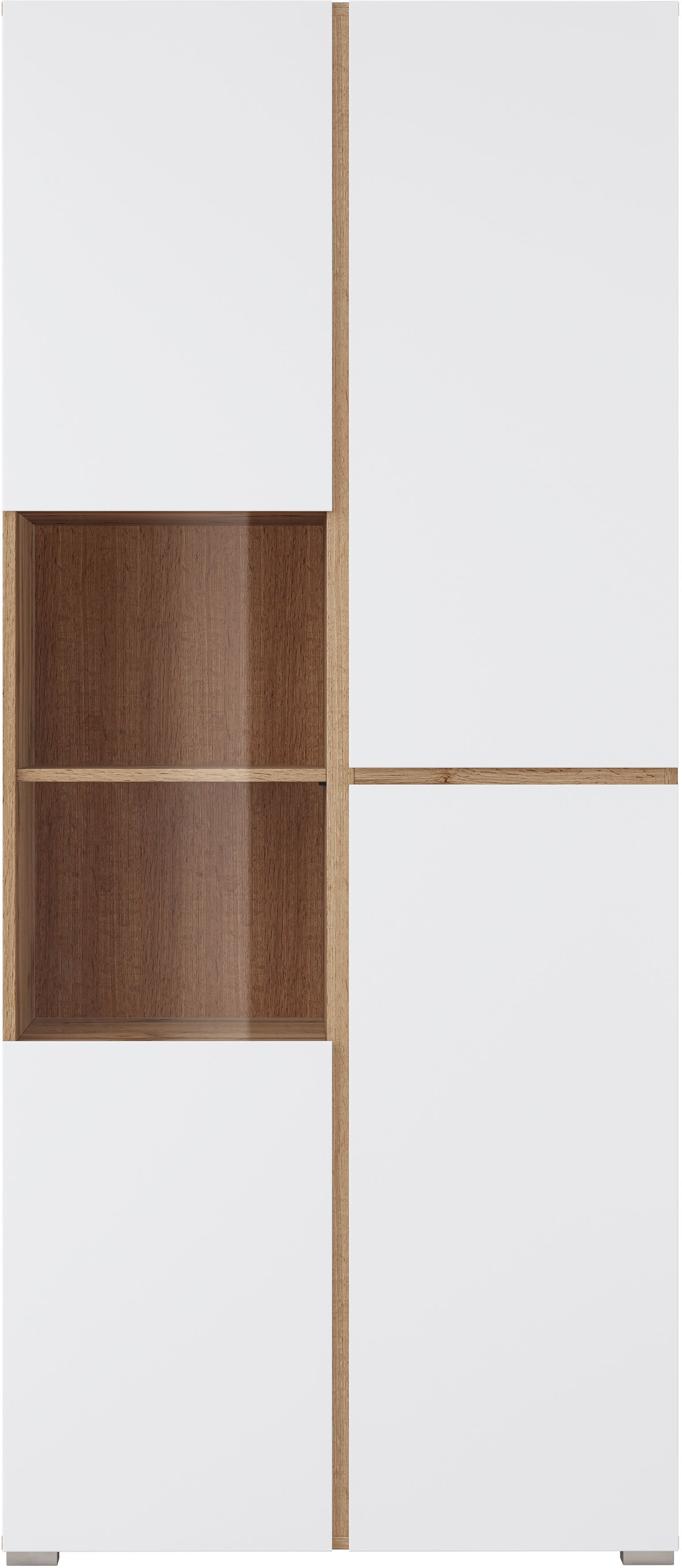 INOSIGN Vitrine »Cross, Höhe 183,5 cm, moderne grifflose Standvitrine mit 3 Türen«, Hochschrank mit viel Stauraum, Glastür und verstellbaren Einlegeböden