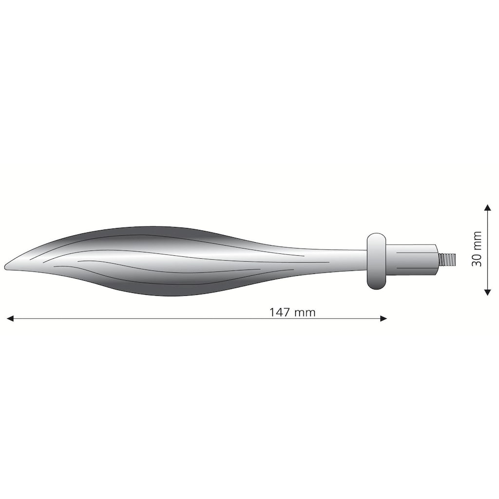 Liedeco Gardinenstangen-Endstück »Endstück, Endknopf Blatt "Esperanca" für 16 mm Stangen«, (2 St.)