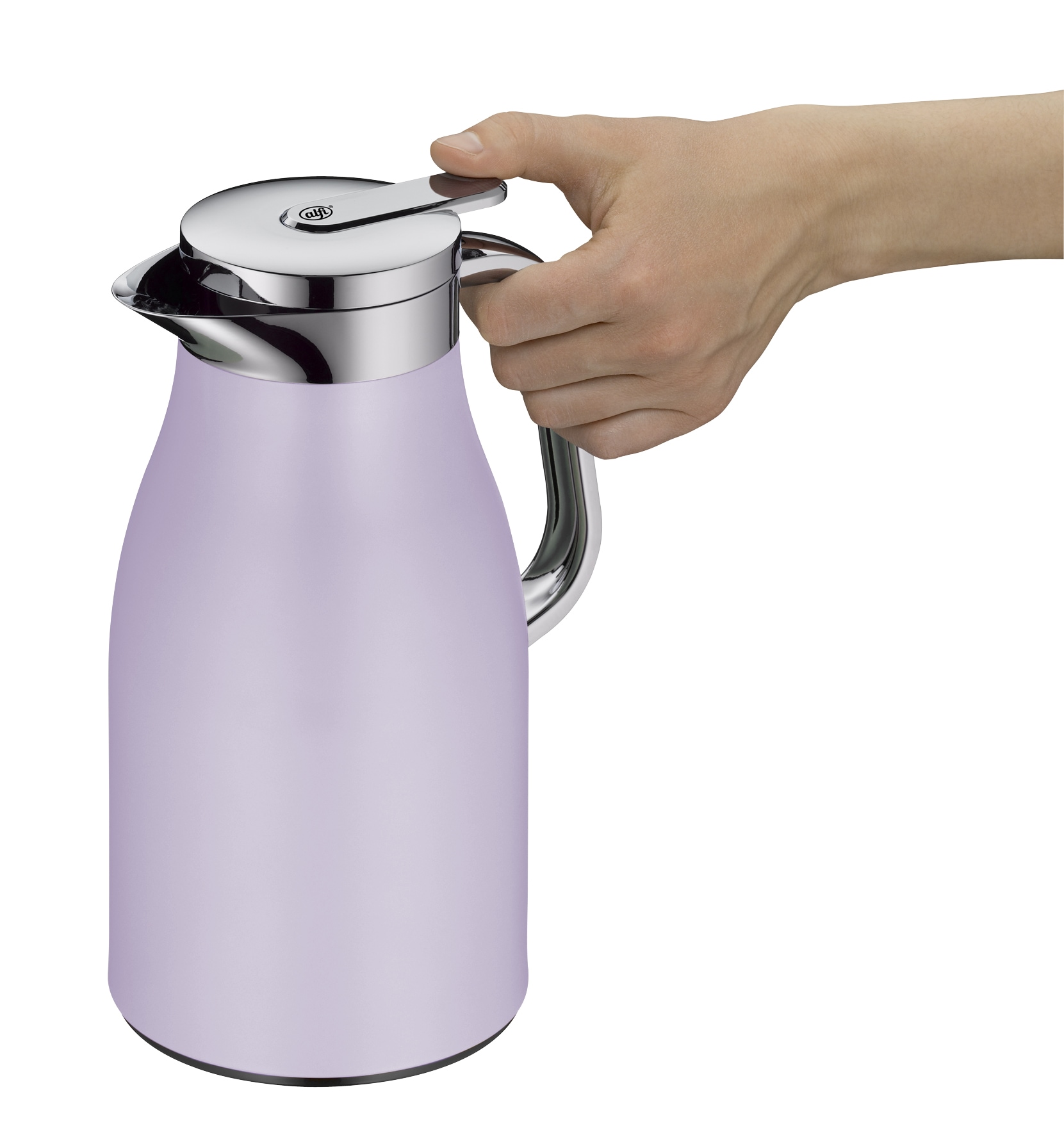 Alfi Isolierkanne »SKYLINE, mit Hartglaseinsatz und ergonomischem Griff«, 1 l, (1 St.), 12h heiß & 24h kalt, Drehverschluss mit bequemem Druckknopf