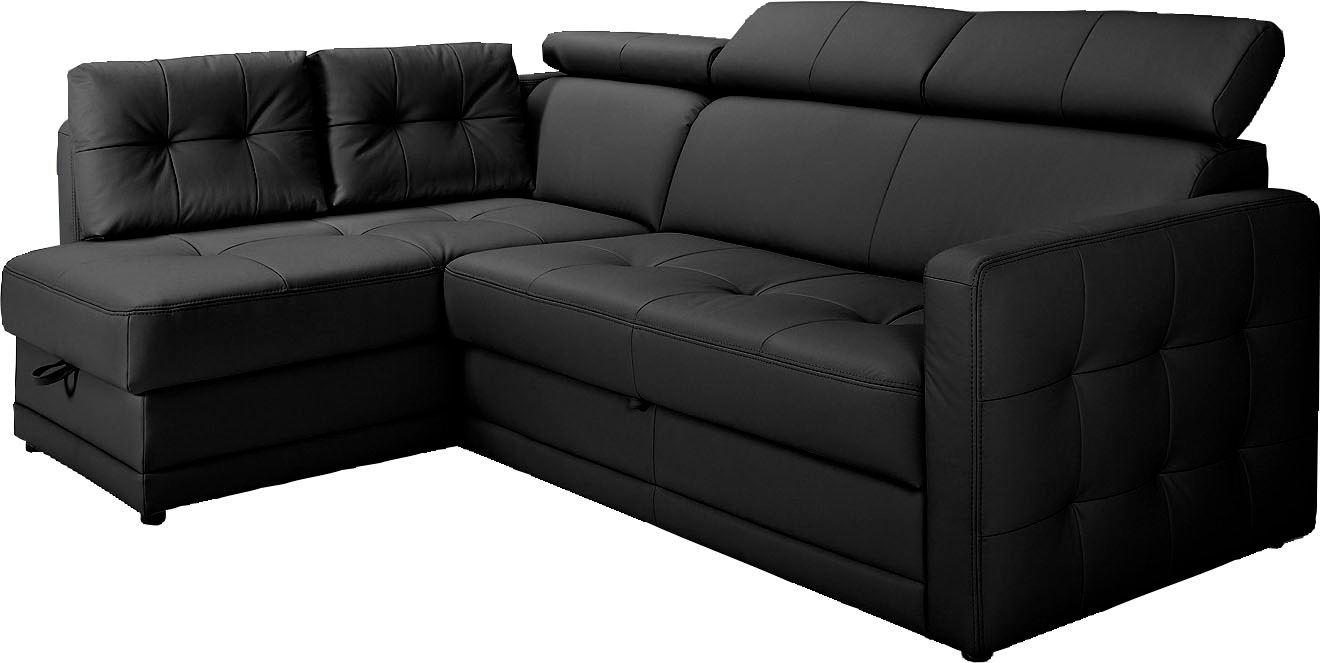 exxpo - sofa fashion Ecksofa »Arles, Federkern, zeitlos, Breite 225cm, L-Form« wahlweise mit Bettfunktion und Bettkasten, inkl. Kopfteilverstellung