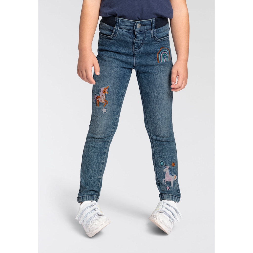 KIDSWORLD Stretch-Jeans »für kleine Mädchen«, mit toller Stickerei