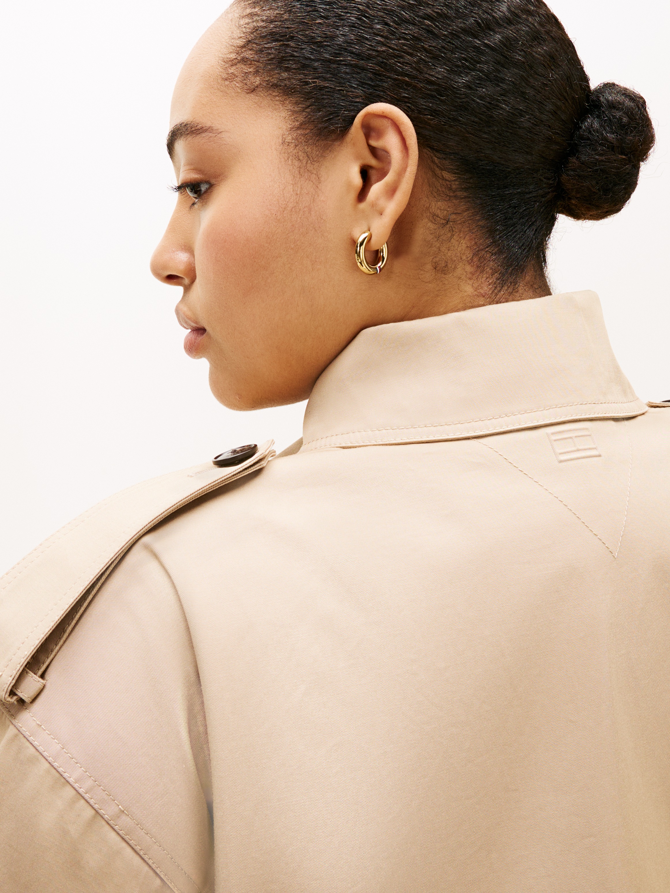 Tommy Hilfiger Curve Bikerjacke »CRV COTTON SHORT TRENCH« in großen Größen