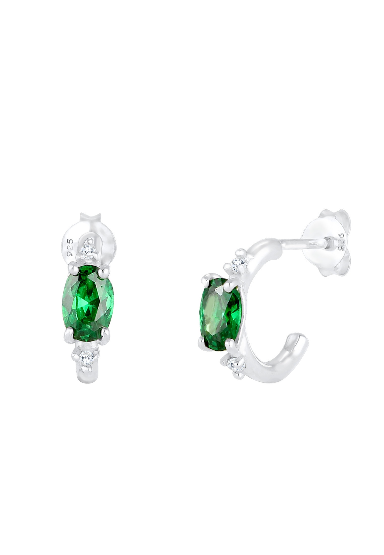 Elli Paar Creolen »Creole Ohrstecker Zirkonia Grün 925 Sterling Silber«