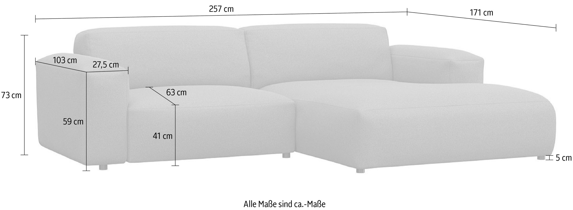 FLEXLUX Ecksofa »Lucera Chaislongue rechts oder links, L-Form, bequem«, modern & anschmiegsam, Kaltschaum, Stahl-Wellenunterfederung