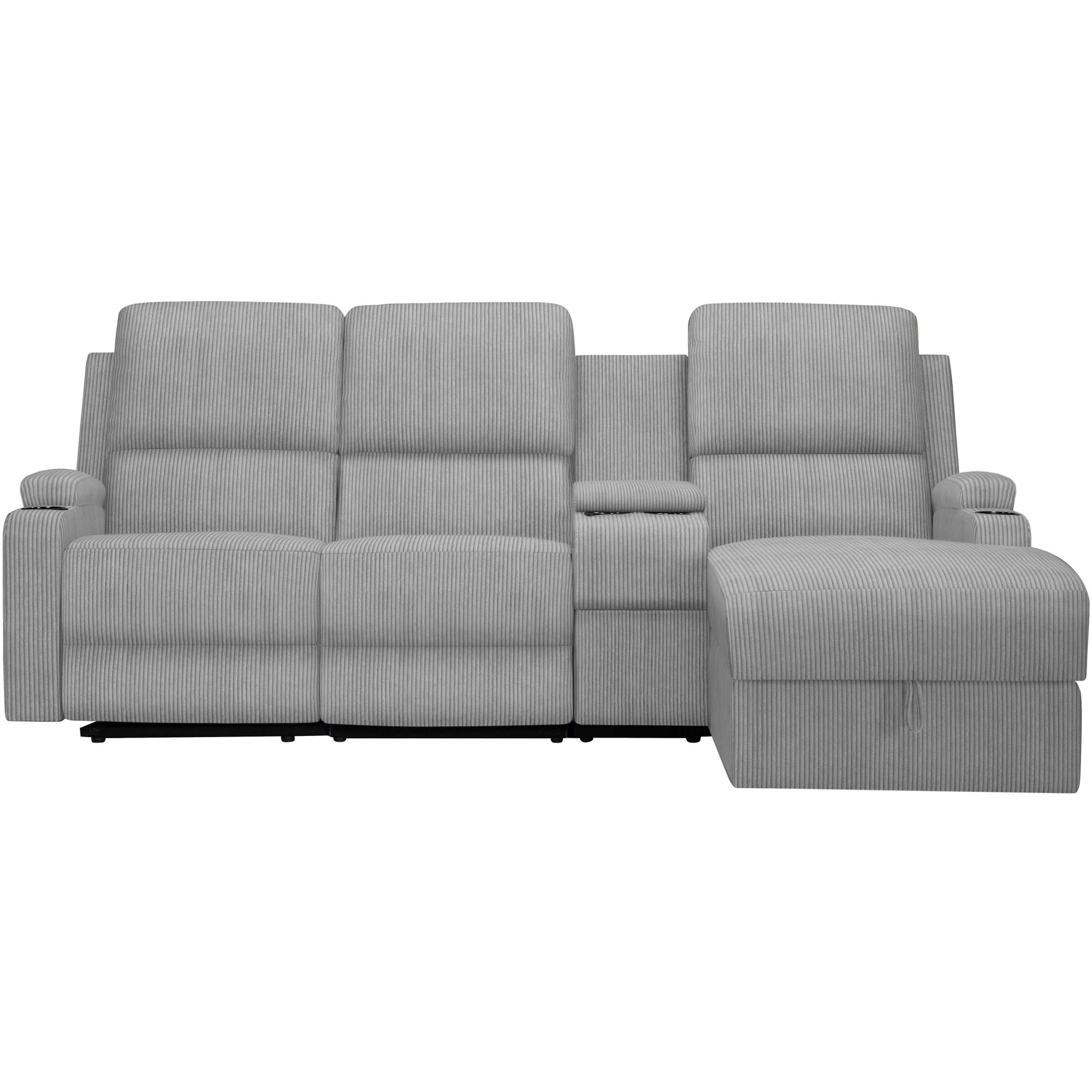 Home affaire Ecksofa »NAPORI Multimediasofa, 3er Kinosessel XXL, L-Form, Cord«, Kinosofa mit Relaxfunktion, Getränkehalter, Staufach und Staukasten