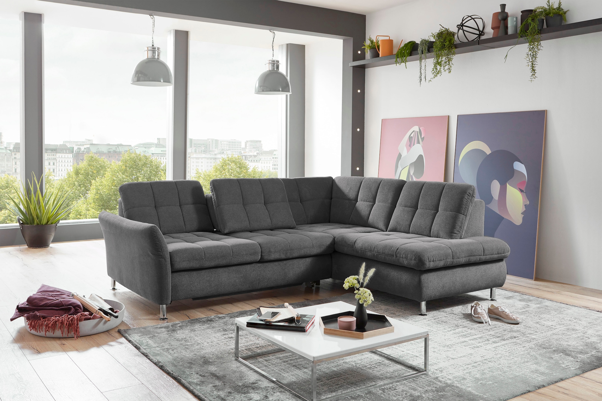 Die PlanBar Ecksofa »MP-IN20016 L-Form mit Kaltschaum-Polsterung«, wahlweise mit Kopfstützen und Bettfunktion, mit Kaltschaum-Polsterung