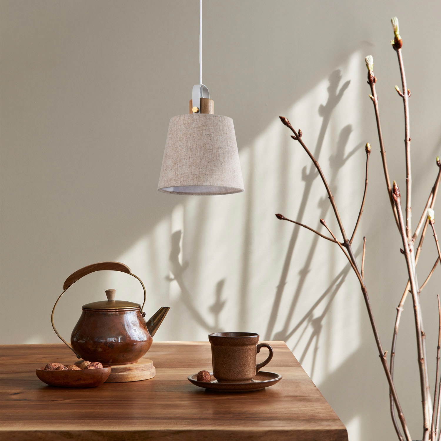 Paco Home Pendelleuchte »MARTA«, Leuchtmittel E27 | ohne Leuchtmittel, Wohnzimmer Stoffschirm Esszimmer E27 Industrial Design Kabel 1,5m