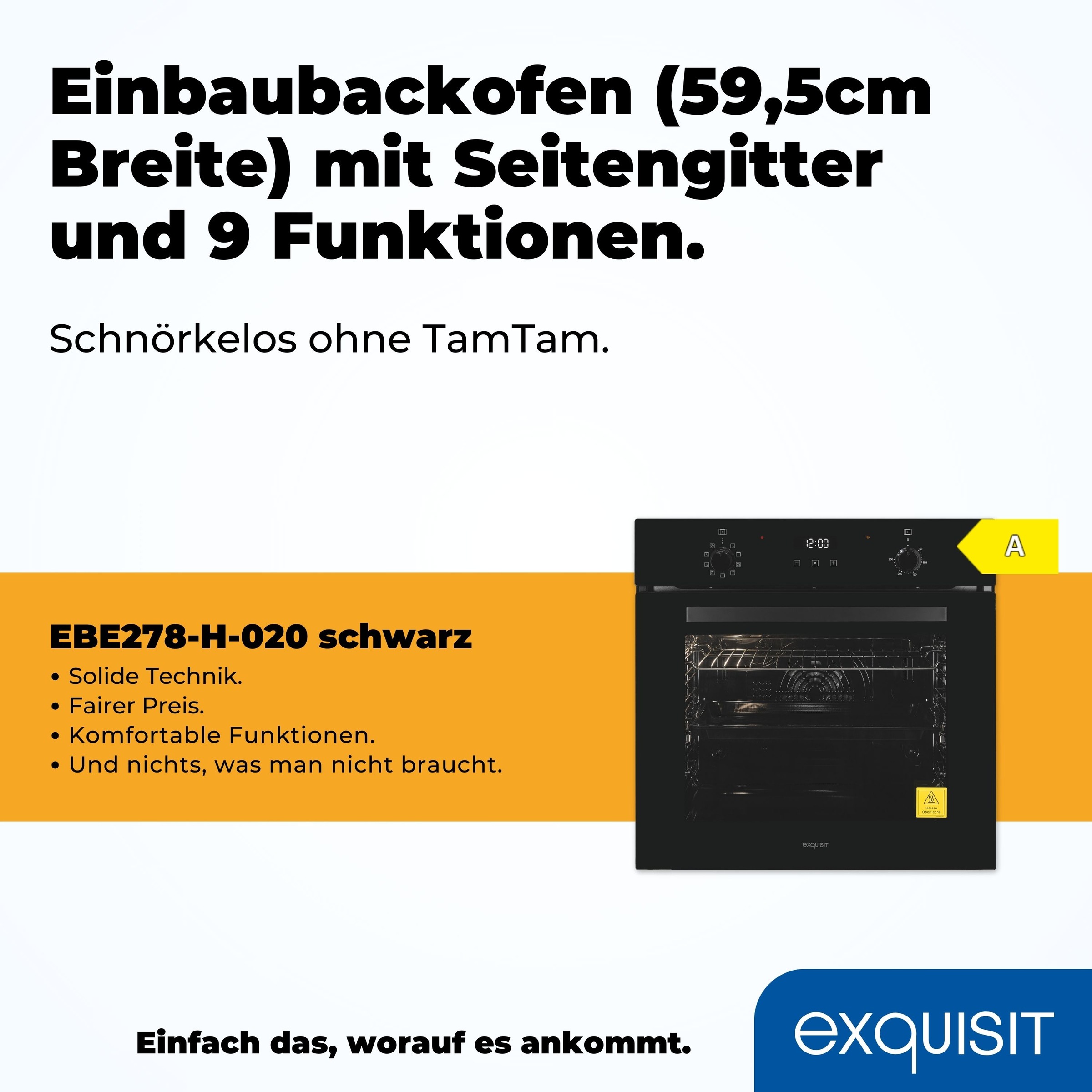 exquisit Einbaubackofen  »EBE278-H-020 schwarz«