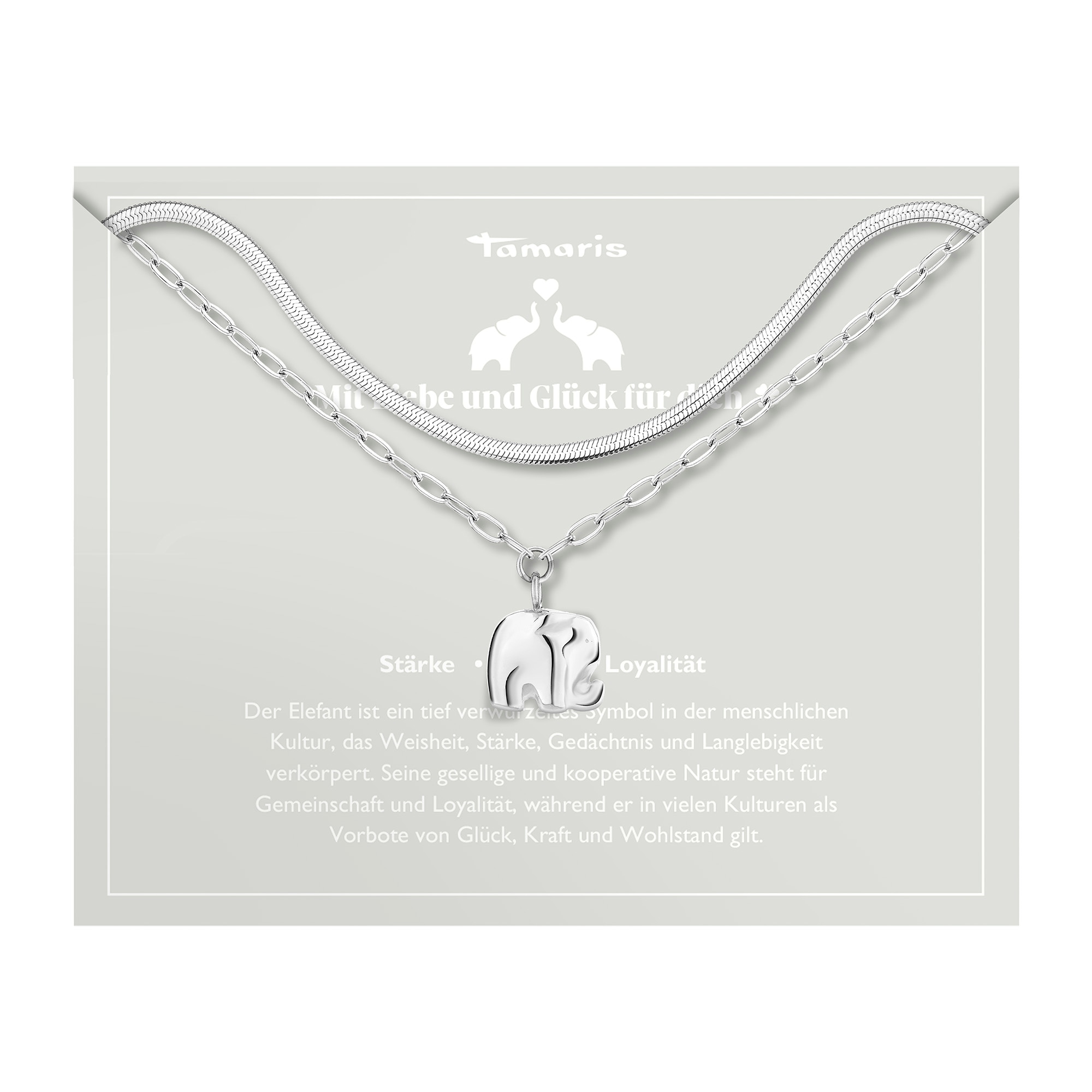 Tamaris Ketten-Set »Schmuck Geschenk Edelstahl Halskette Little Elephant«, (Set, 3 tlg.)