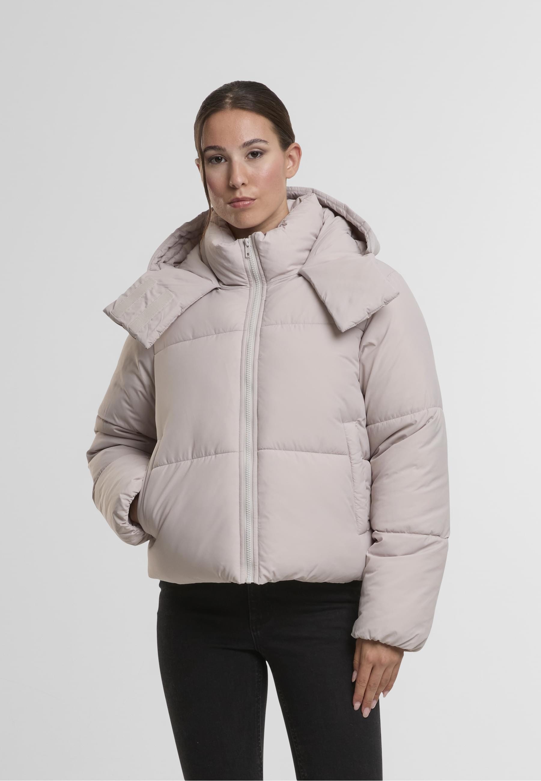 URBAN CLASSICS Winterjacke »Urban Classics Ladies Hooded Collar Puffer Jacket« 1 Stk. tlg. mit Kapuze