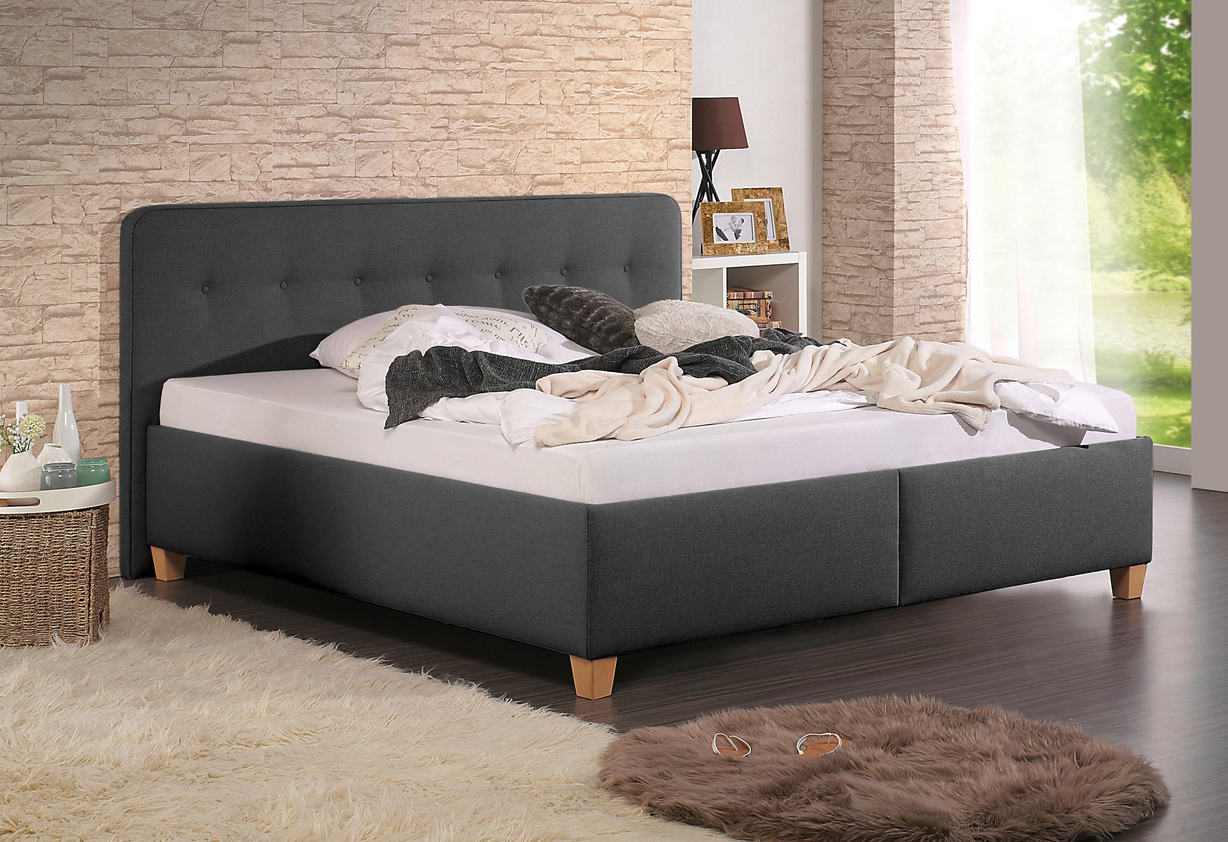 Maintal Polsterbett "Mison" mit oder ohne Matratze Bonell-, Kaltschaum-, Ta günstig online kaufen