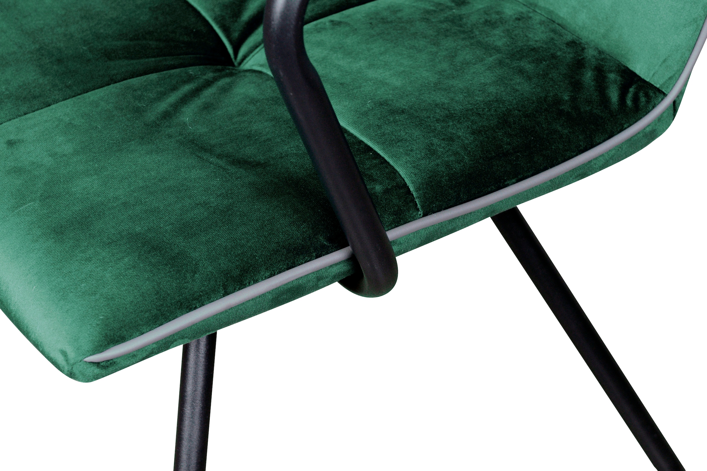 Kayoom Polsterstuhl »Stuhl Eaden 225 2er-Set, samtiger Stoffbezug, Paspel aus Kunstleder«, (Set), 2 St., stilvoll, pflegeleicht, zeitgemäße Farbgebung, samtiger Stoffbezug