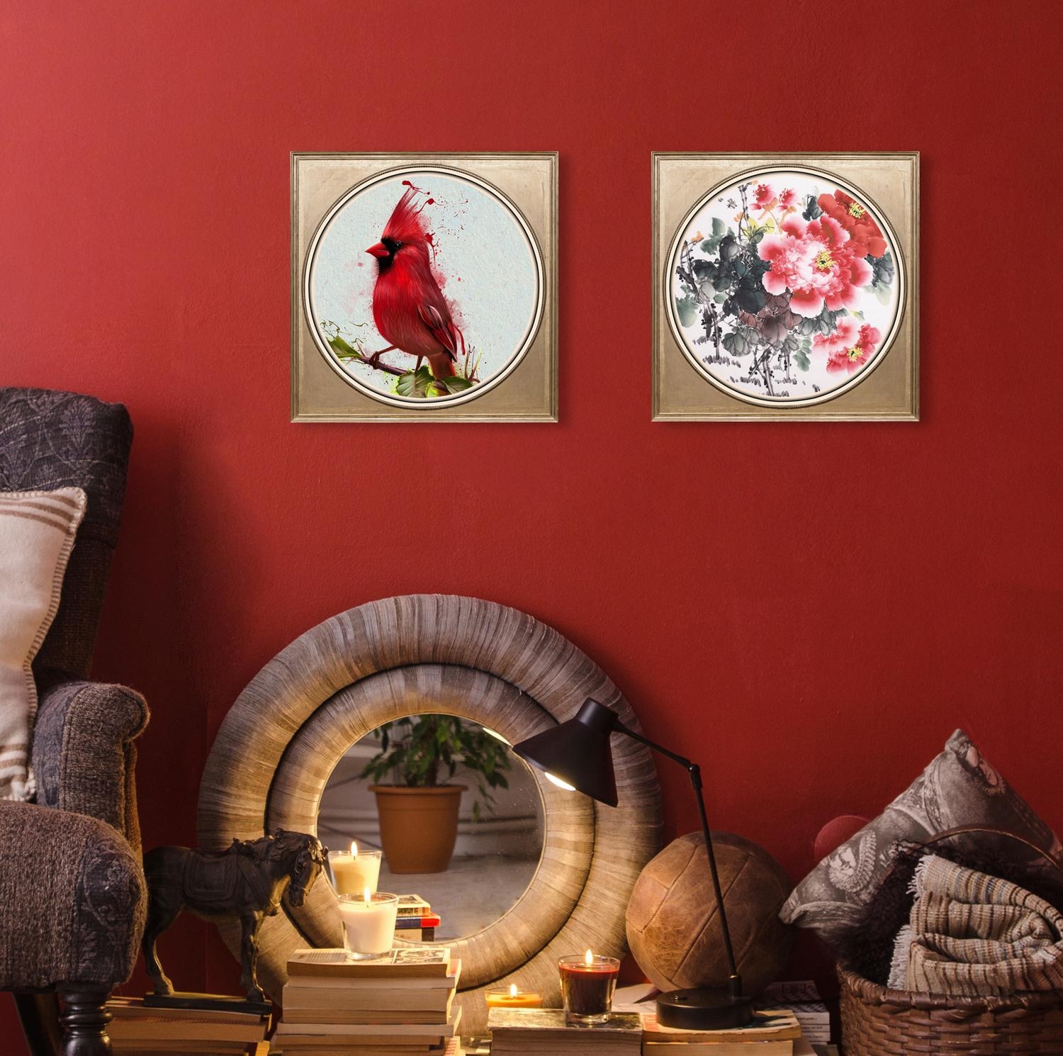 queence Acrylglasbild »Roter Vogel«, Kunst-Vögel-Vogelbilder-Tiere-Gemälde, günstig online kaufen