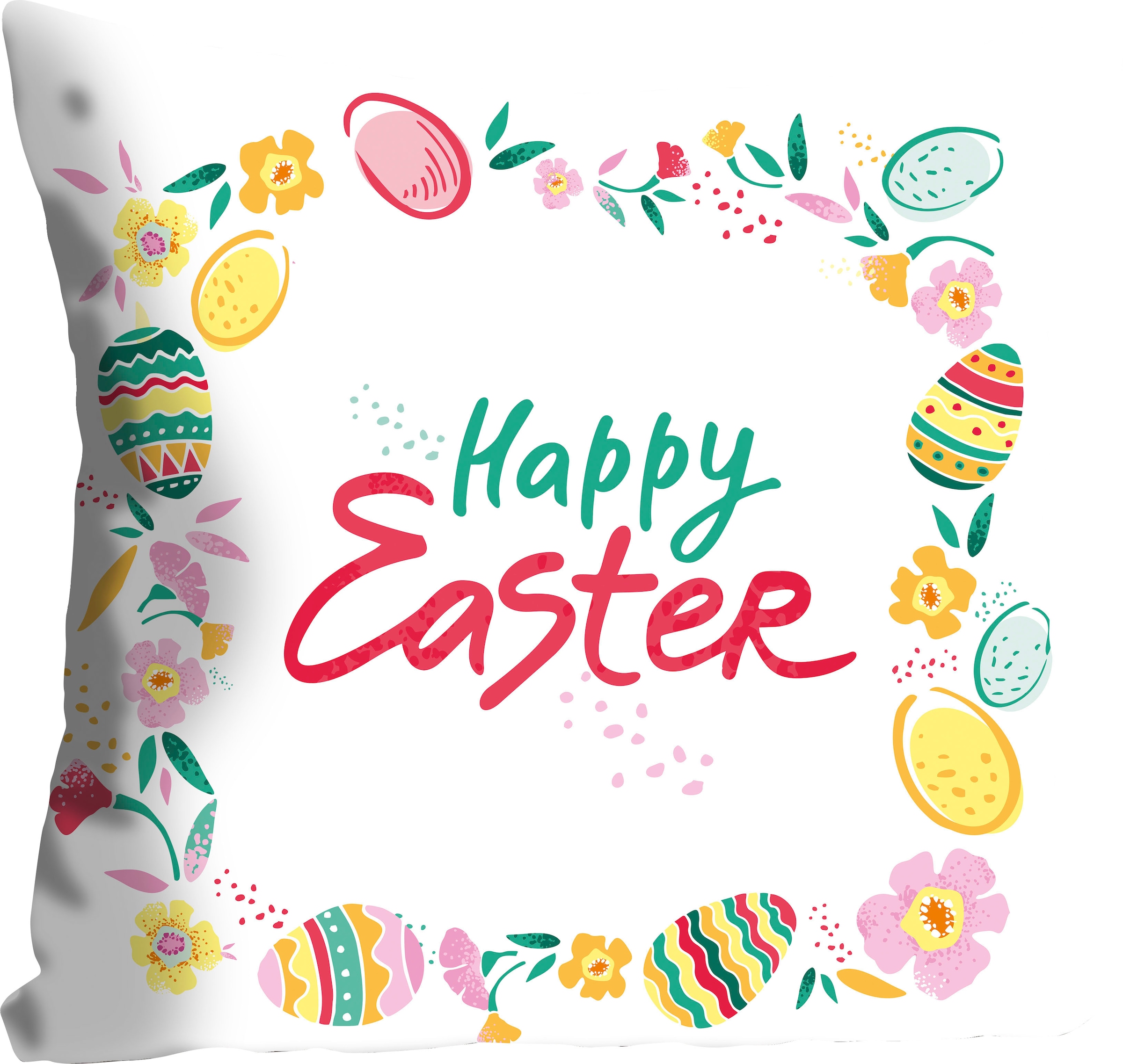 queence Dekokissen »Mari«, Kissenhülle,Happy Easter,Bunt,Weiß,Ostern,Fröhli günstig online kaufen