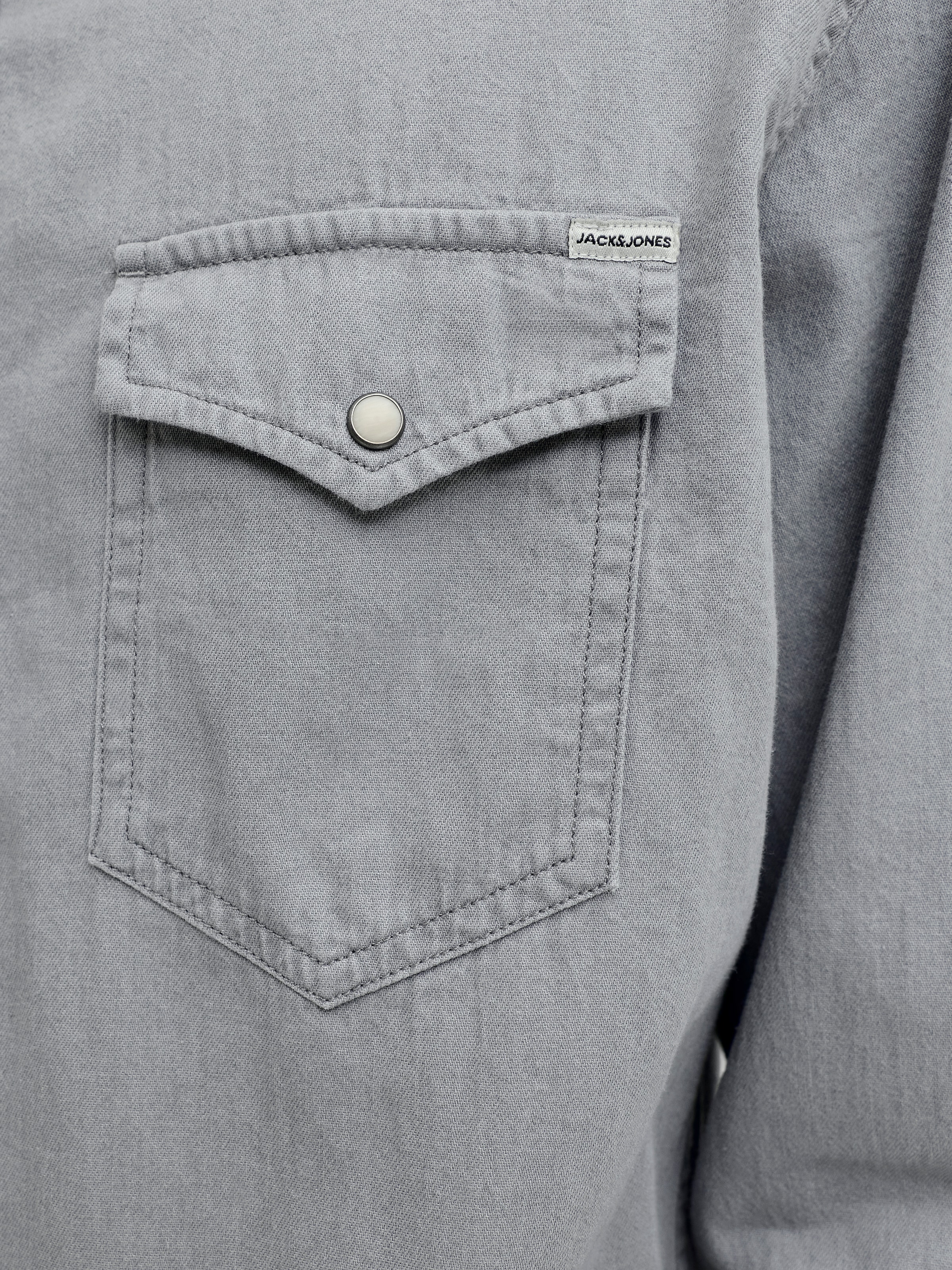 Jack & Jones Jeanshemd »JJESHERIDAN im Workwear-Stil mit robuster Baumwollqualität« unifarben, modisch, slim fit, Baumwolle, Hemdkragen