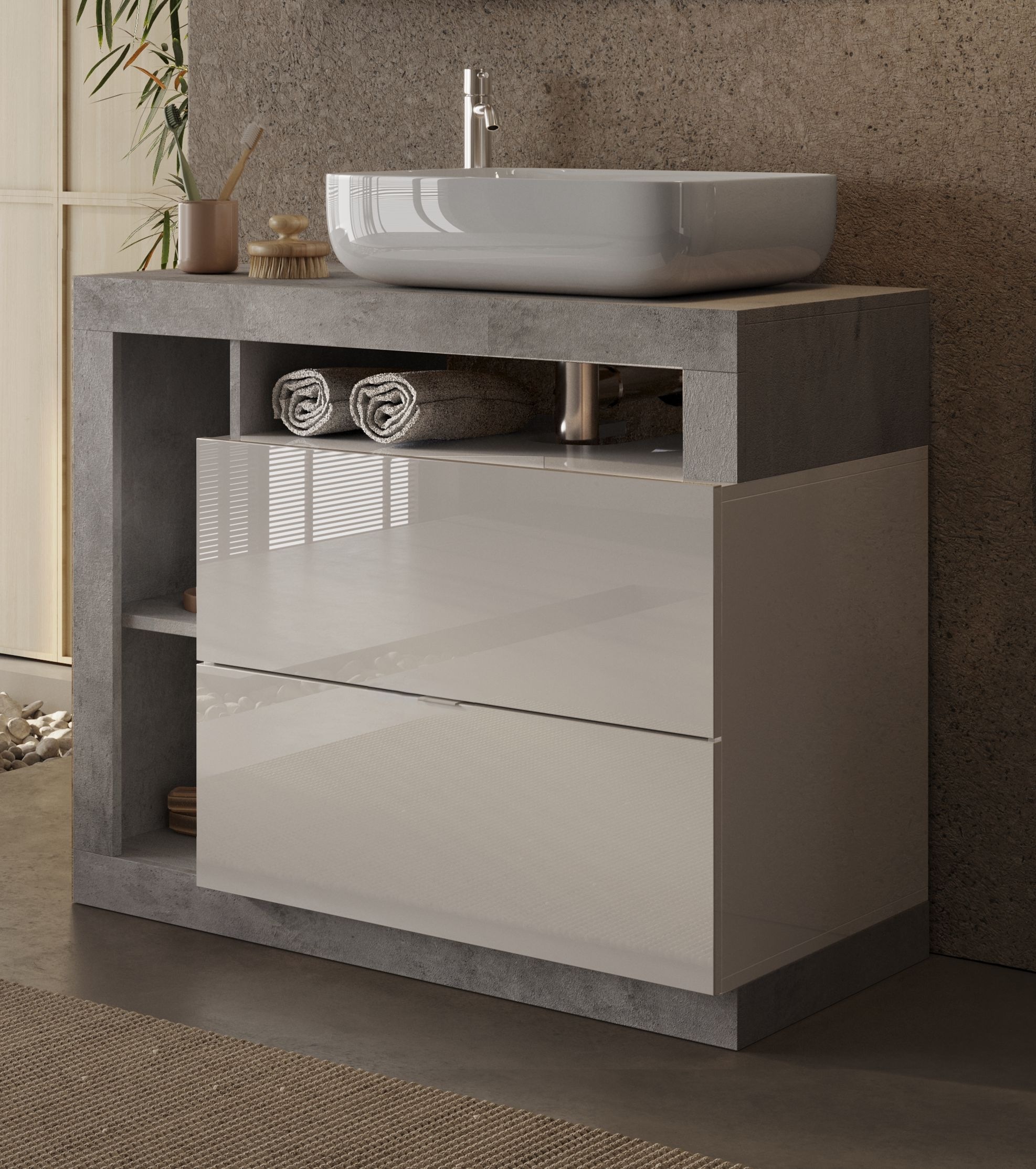 welltime Waschtisch "Hamburg" 2 Schubkästen, Breite 92 cm, Soft-Close, inkl günstig online kaufen