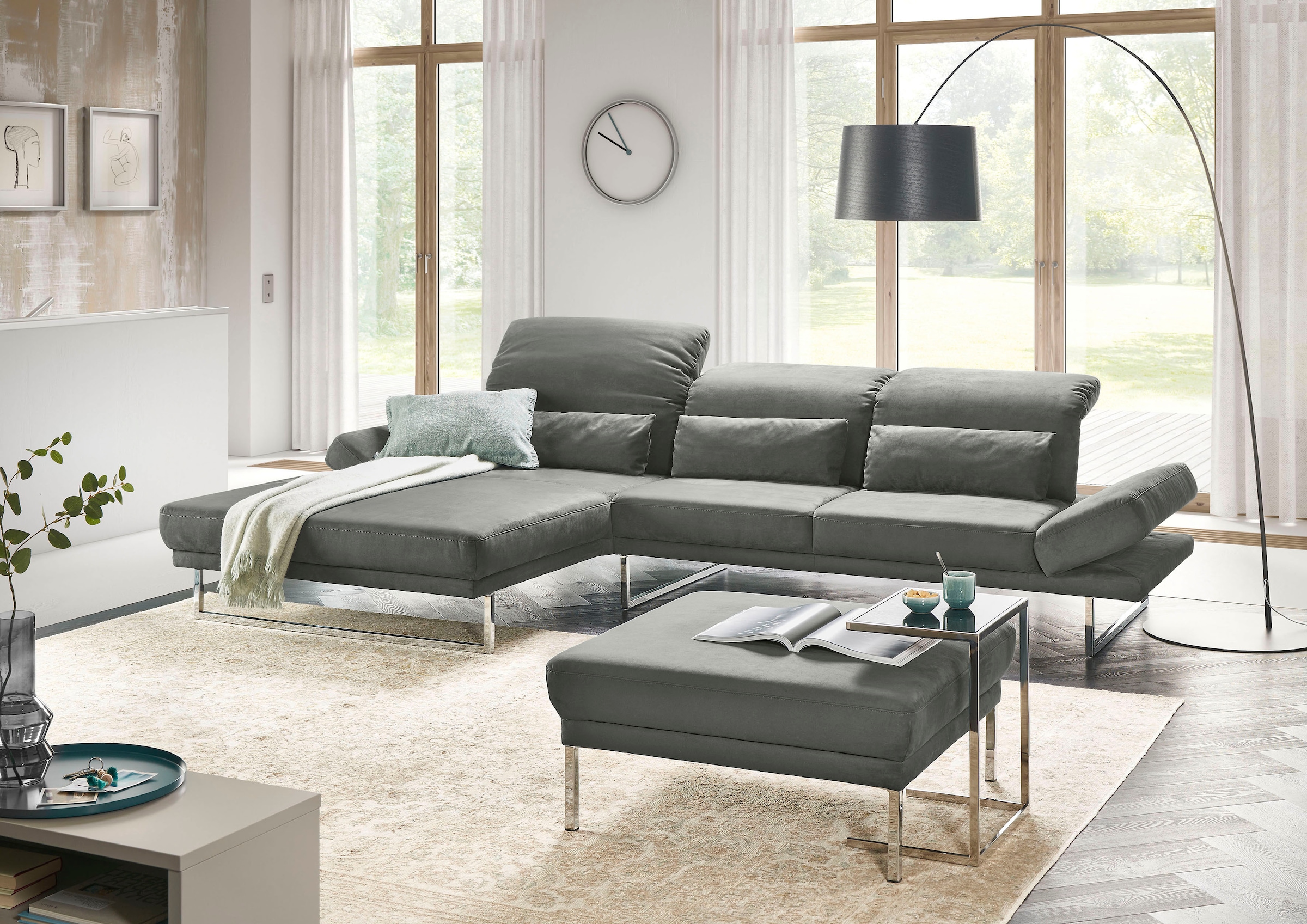 3C Candy Ecksofa »Mallow Designsofa mit Komfortfunktionen, modern und bequem, L-Form«, Verstellbare Armlehne und Kopfteil, manuelle Sitztiefenverstellung