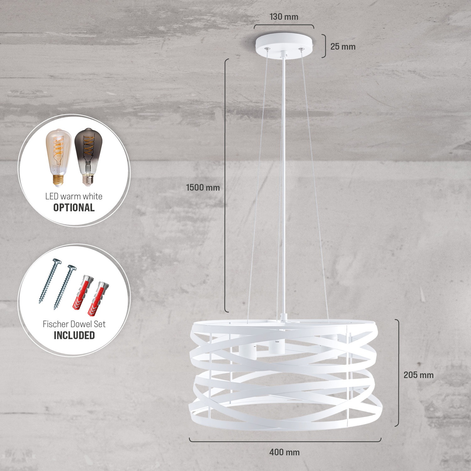 Paco Home Pendelleuchte »SHANNON«, 3 flammig, Leuchtmittel E27 | ohne Leuchtmittel, Hängelampe Esszimmer Esstischlampe Metall Korb Ã˜40cm 3 Flammig