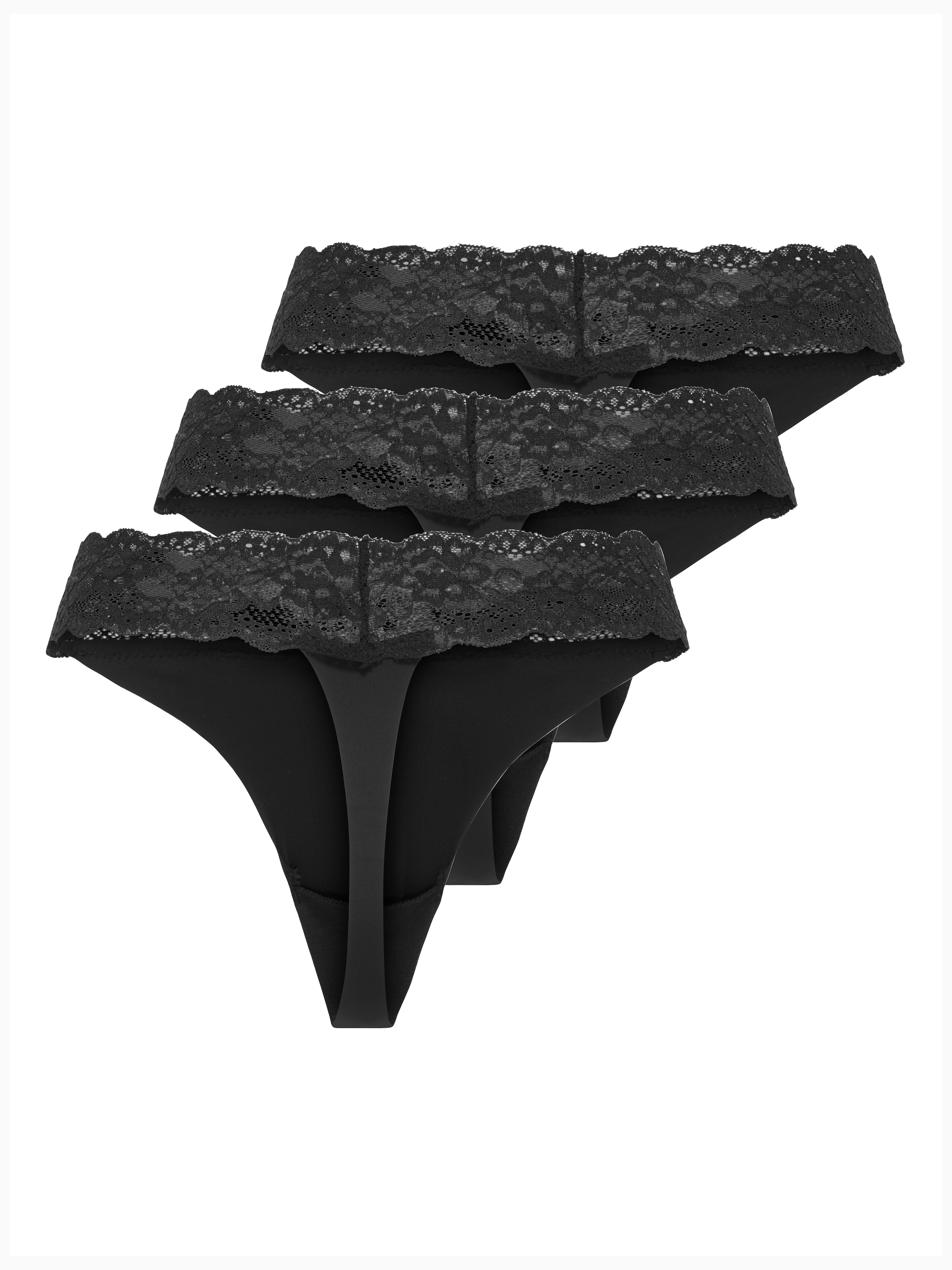 ONLY Tanga »ONLCHLOE LACE S.S THONG 3-PACK ACC«, (Packung, 3 St.)
