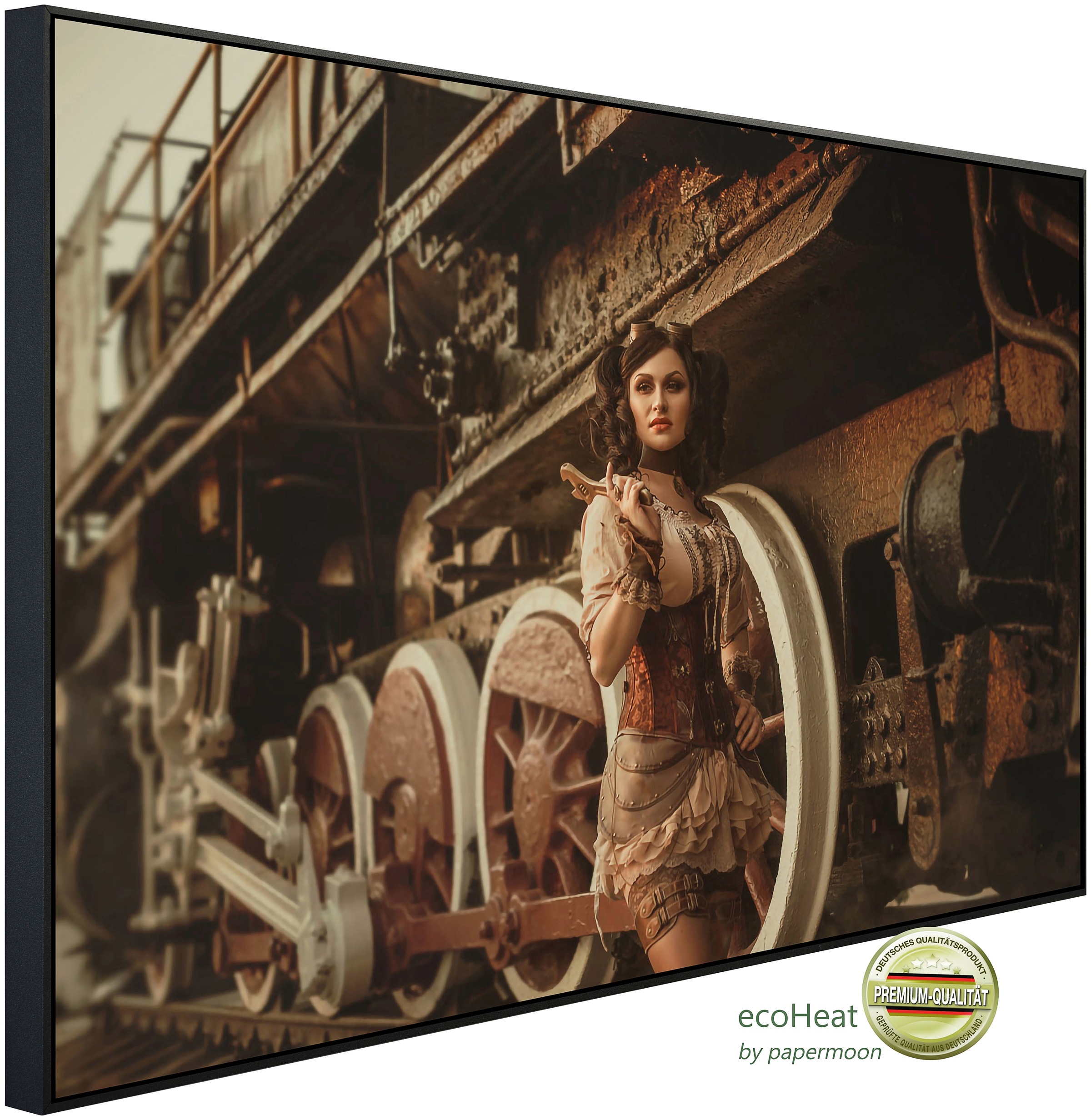 Papermoon Infrarotheizung »Steampunk Frau vor Zug«, sehr angenehme Strahlun günstig online kaufen