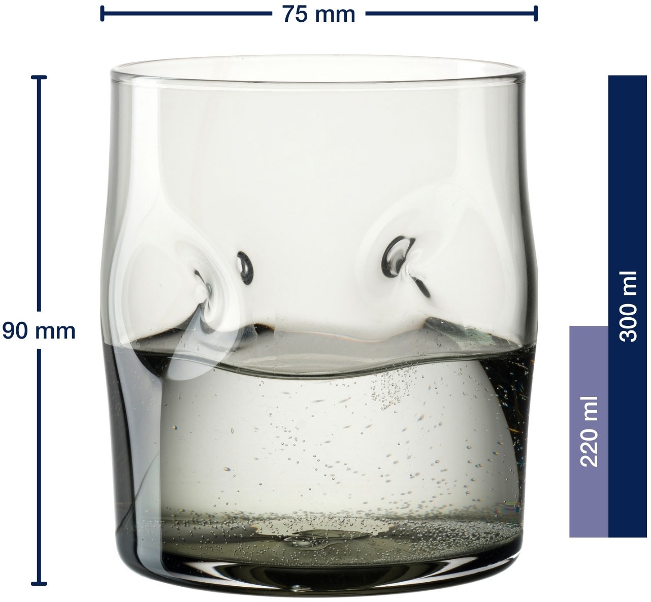 LEONARDO Gläser-Set »Trinkglas VESUVIO, 300 ml, 4er-Set«, (Set, 4 tlg.), konische Form, markantes Design - mit Einquetschungen