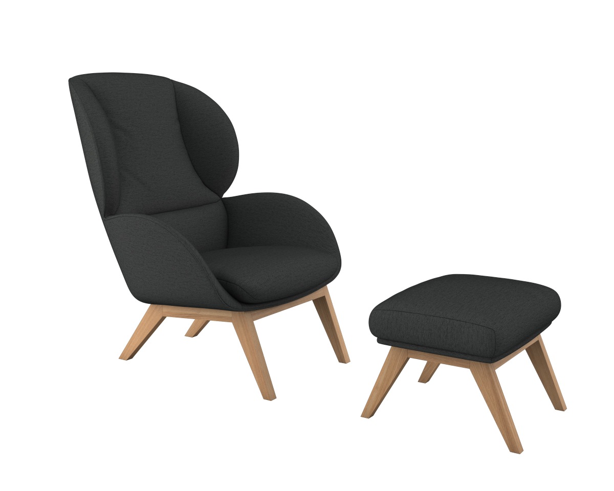 FLEXLUX Ohrensessel »Adria«, Stil & Komfort, organische Form, Fuß Eiche