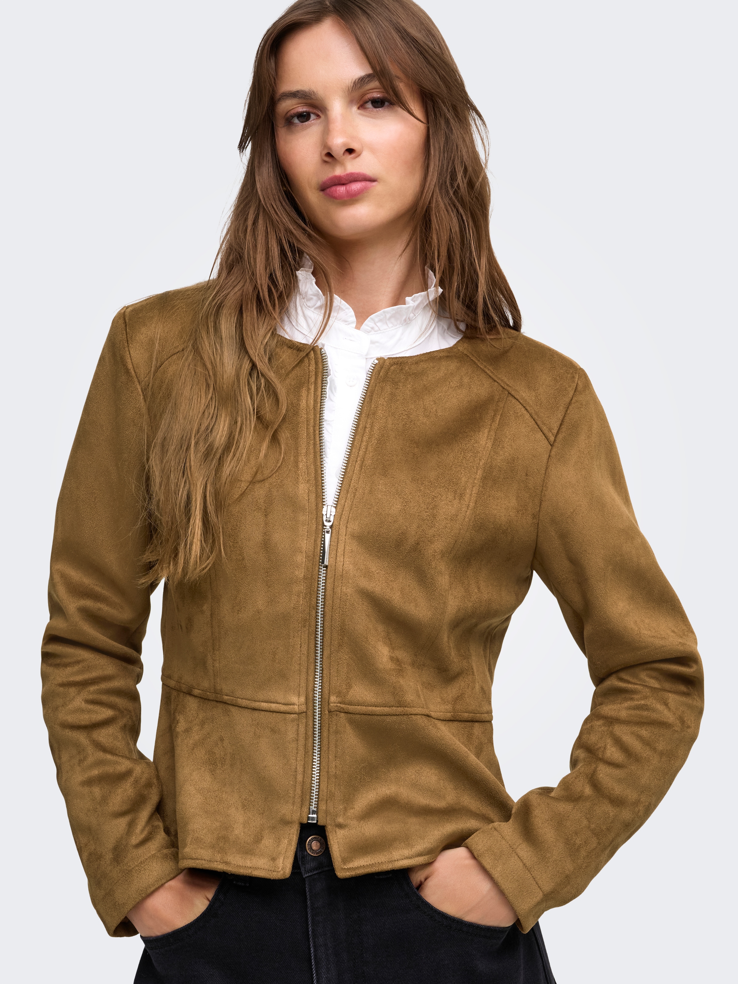 ONLY Lederimitatjacke »ONLSARAMY FAUX SUEDE JACKET OTW« Kunstfaser, Wildlederimitat