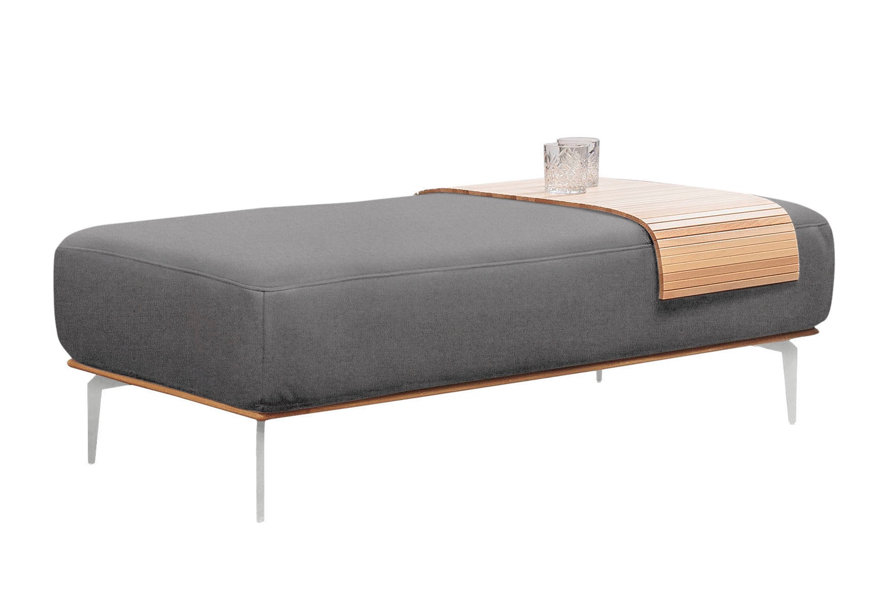 W.SCHILLIG Polsterhocker mit elegantem Holzsockel, Füße in Chrom glänzend, günstig online kaufen