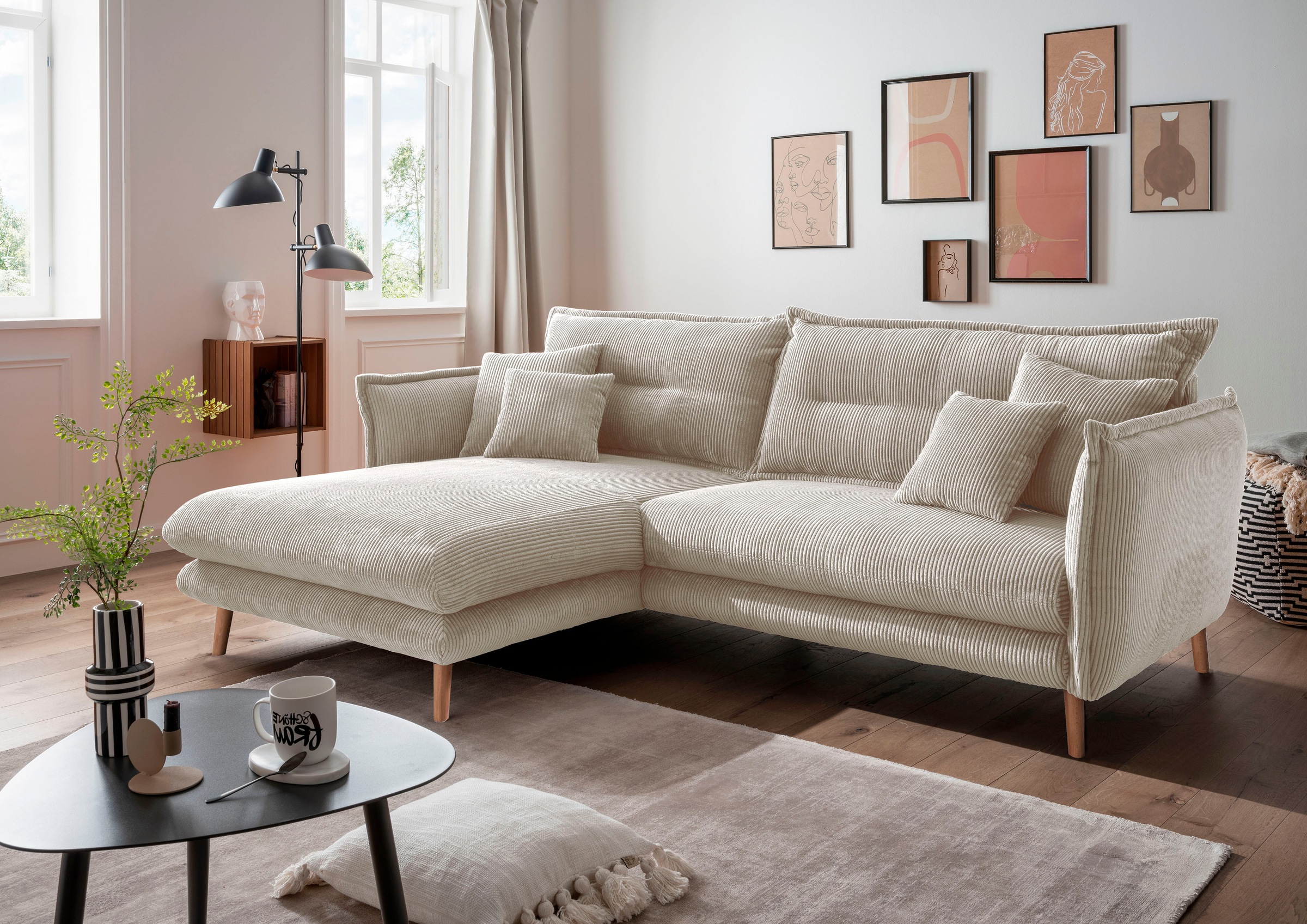 INOSIGN Ecksofa »Lazio modern und bequem, schmale Armlehnen, tolle Detailve günstig online kaufen