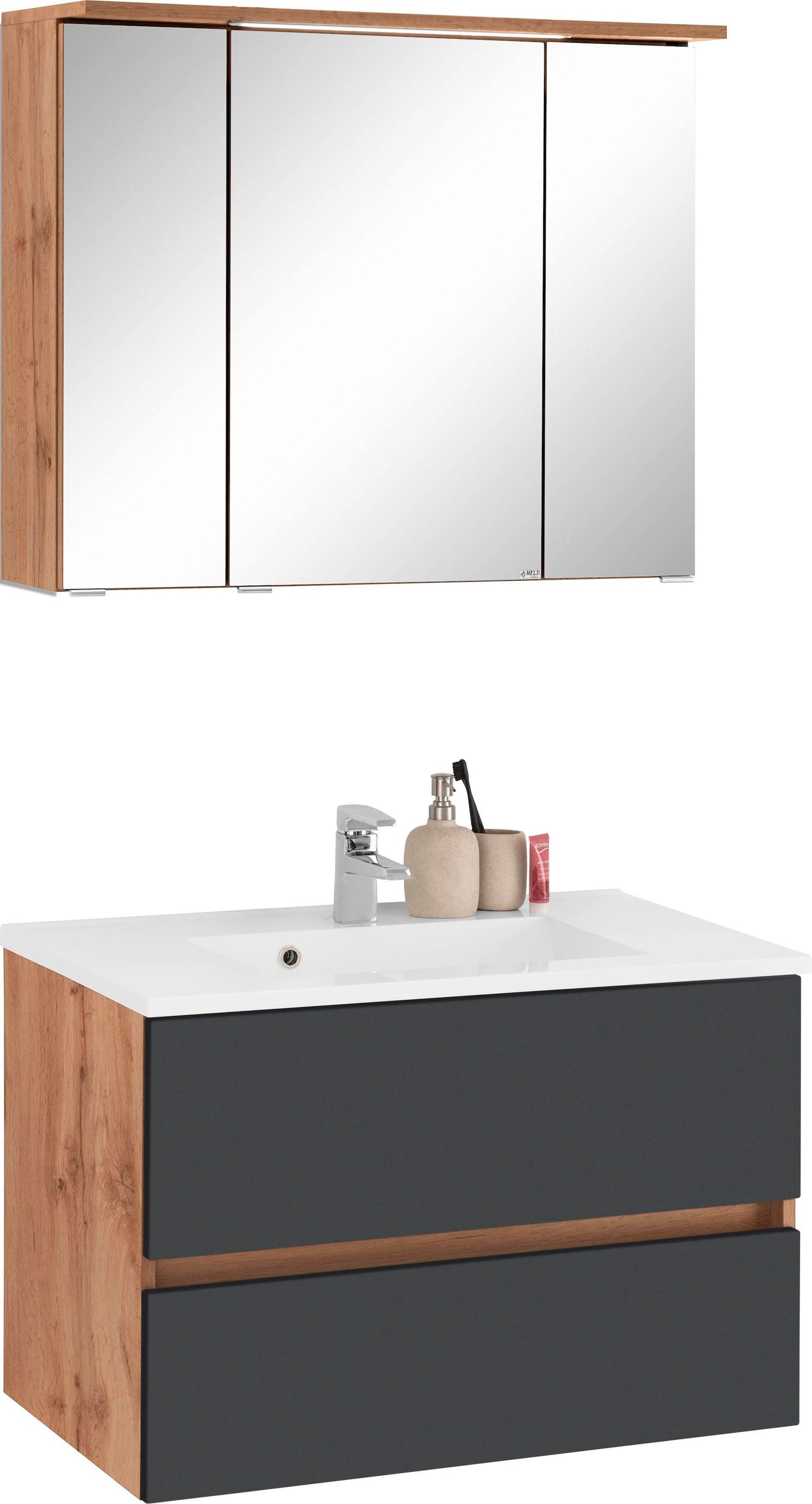 welltime Badmöbel-Set »Lucca«, (2 St.), Breite 80 cm, mit direkter LED-Bele günstig online kaufen