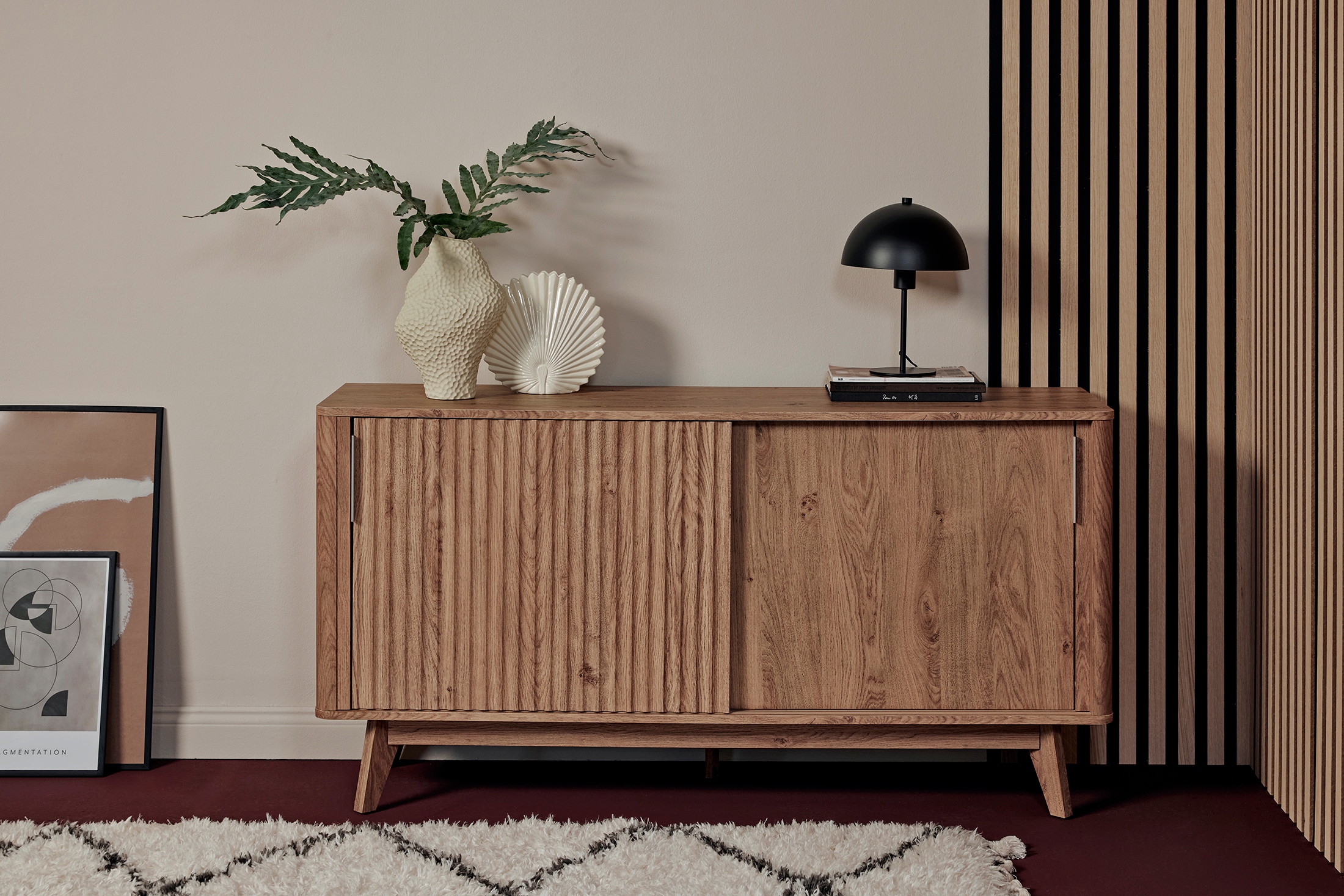 Jahnke Sideboard »WAVE SBS 145«, (1 St.), Retro-Stil, mit 2 Schiebetüren, ca. 148 cm