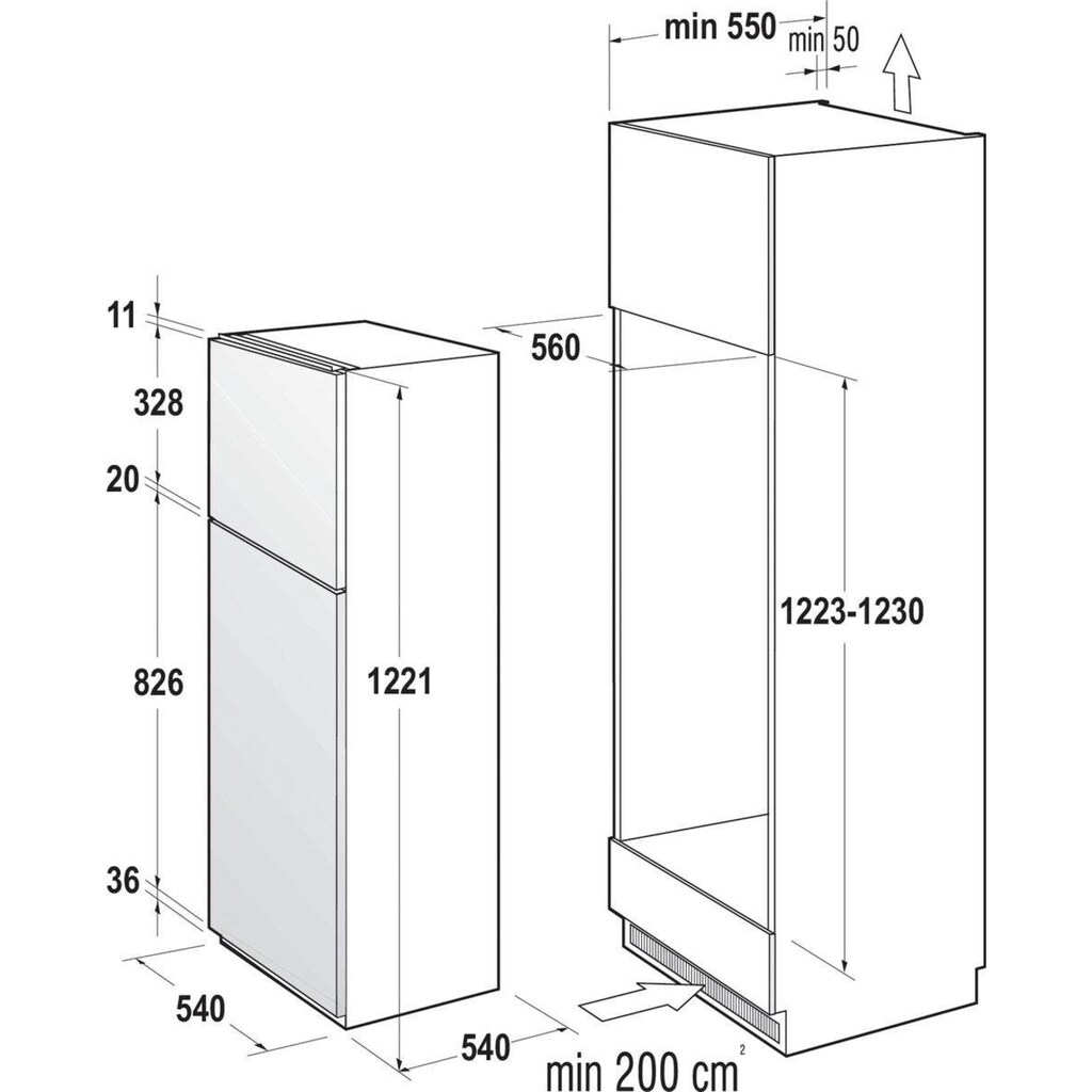 GORENJE Einbaukühlgefrierkombination »RFI4121P1«, RFI4121P1, 122,1 cm hoch, 54 cm breit