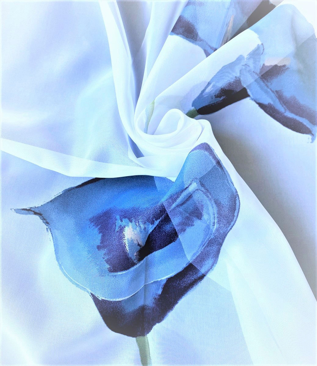 Weckbrodt Gardine »Calla«, (1 St.), Voile, bedruckt, floral, geblümt, halbtransparent, Bleiband, Store