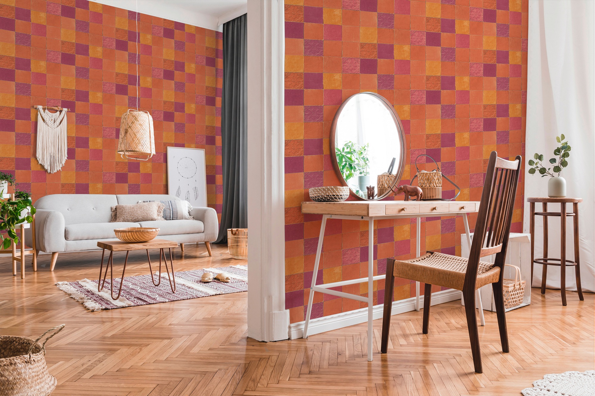 living walls Vliestapete »New Walls Finca Home in Fliesen Optik«, gemustert-Motiv-abstrakt, Tapete Fliesen Tapeten Wohnzimmer Schlafzimmer Küche modern Design