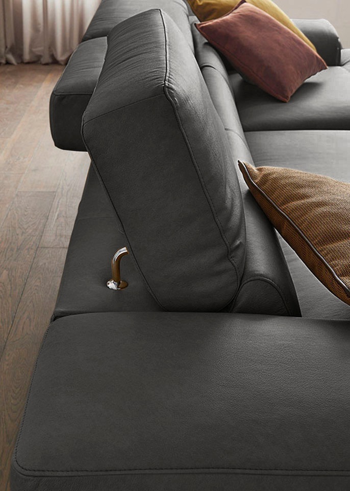 W.SCHILLIG Ecksofa »piedroo, Designsofa mit tollem Sitzkomfort, elegant und bequem, L-Form«, Kopfteilverstellung, wahlweise mit Sitztiefenverstellung, Breite 303cm