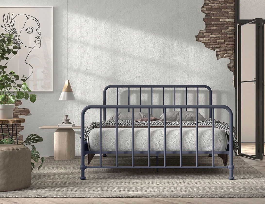 Vipack Metallbett »Bronxx, standfest gebaut, gradlinige Optik in zeitlosem Design«, (in 2 Größen und verschiedenen Farben erhältlich), inkl. Lattenrost, Mittelsteg und Fußstütze unter der Liegefläche