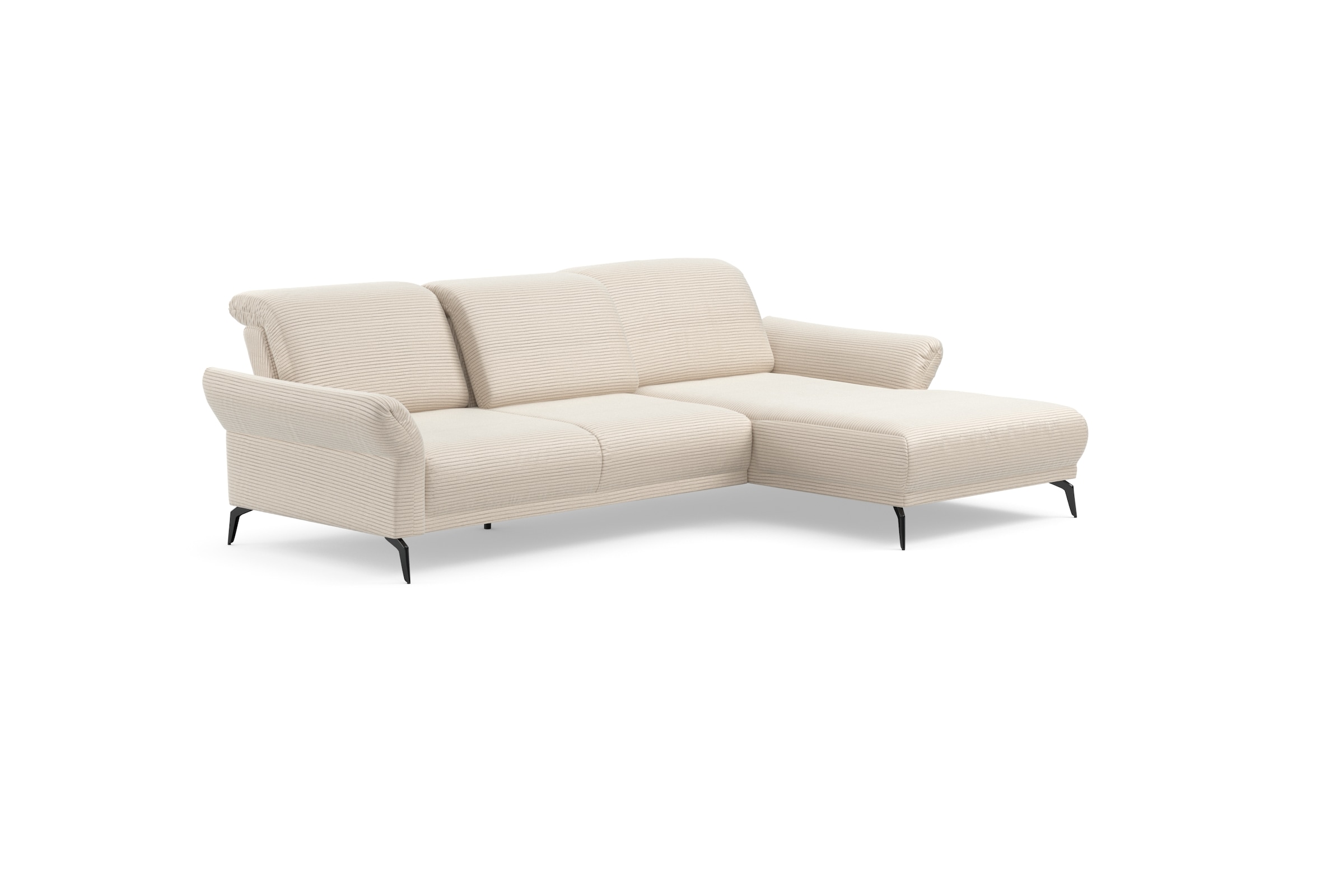 INOSIGN Ecksofa »Coco L-Form«, Sitztiefen-, Arm- und Kopfteilverstellung, Cord-Bezug, Fußhöhe 15 cm
